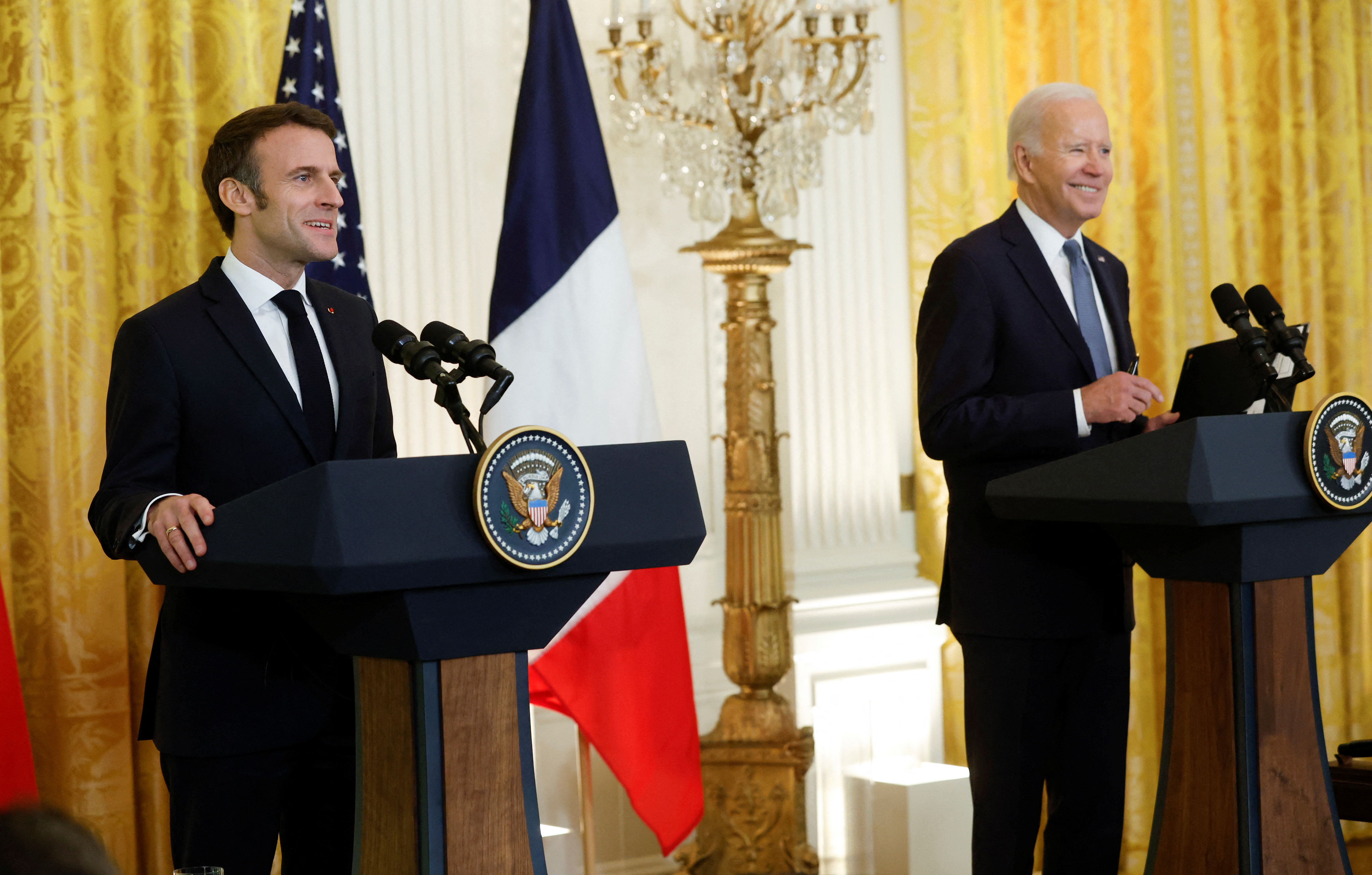 U.S. President Biden and France's President Macron hold joint news conference at the White House in Washington