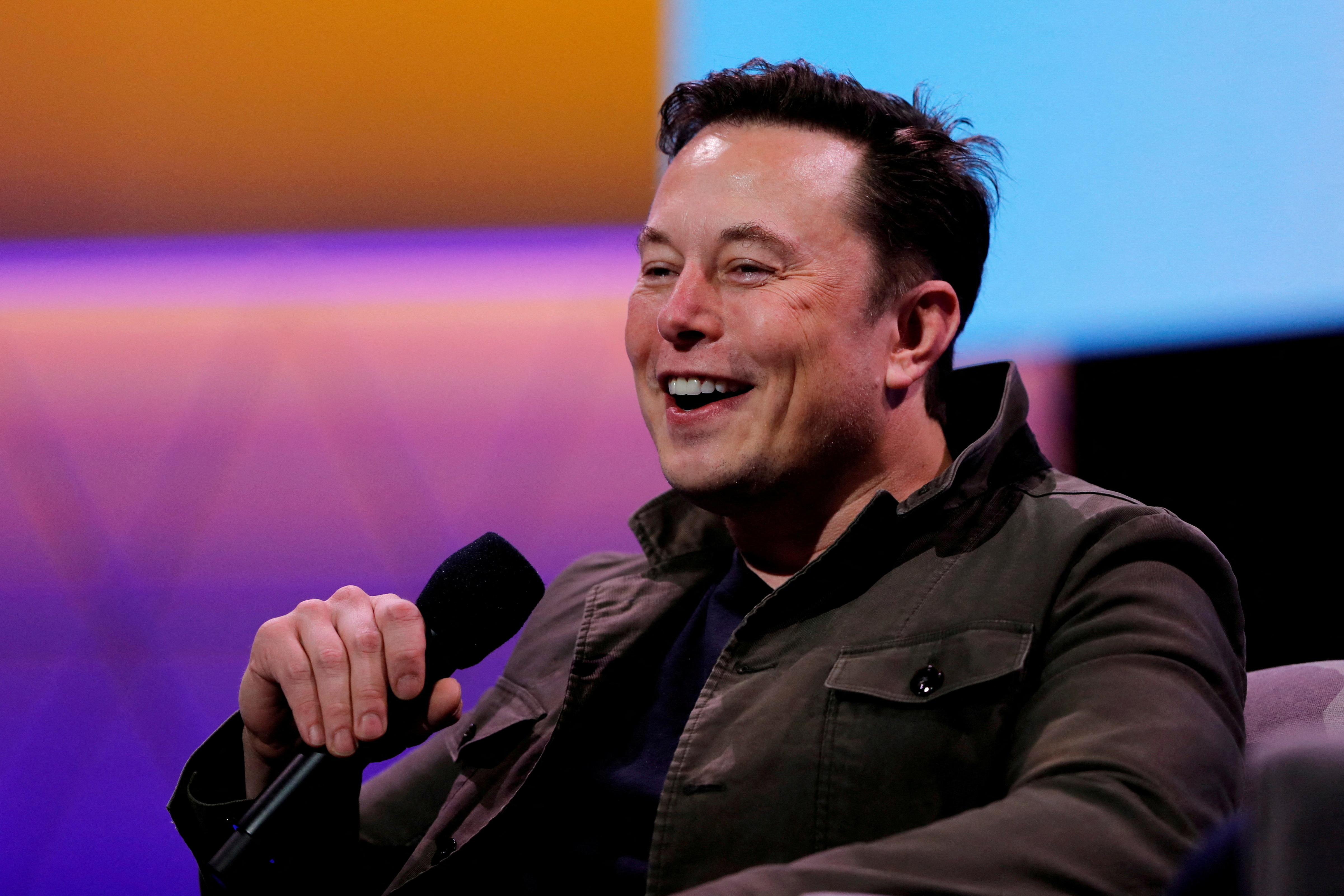 SpaceX owner and Tesla CEO Elon Musk speaks during a conversation with legendary game designer Todd Howard at the E3 gaming convention in Los Angeles