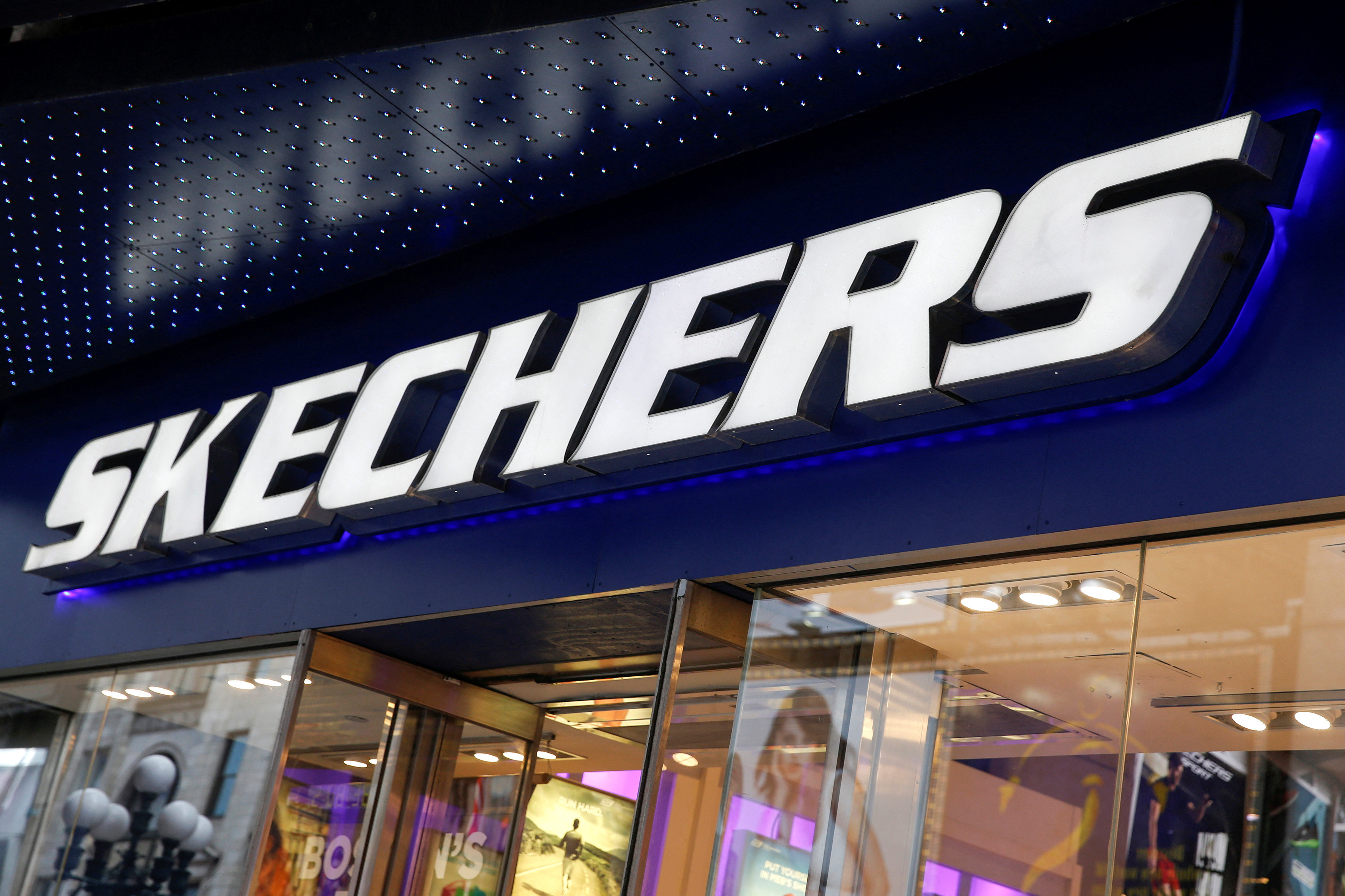 The outside of a Skechers shoe store is seen at Times Square in New York