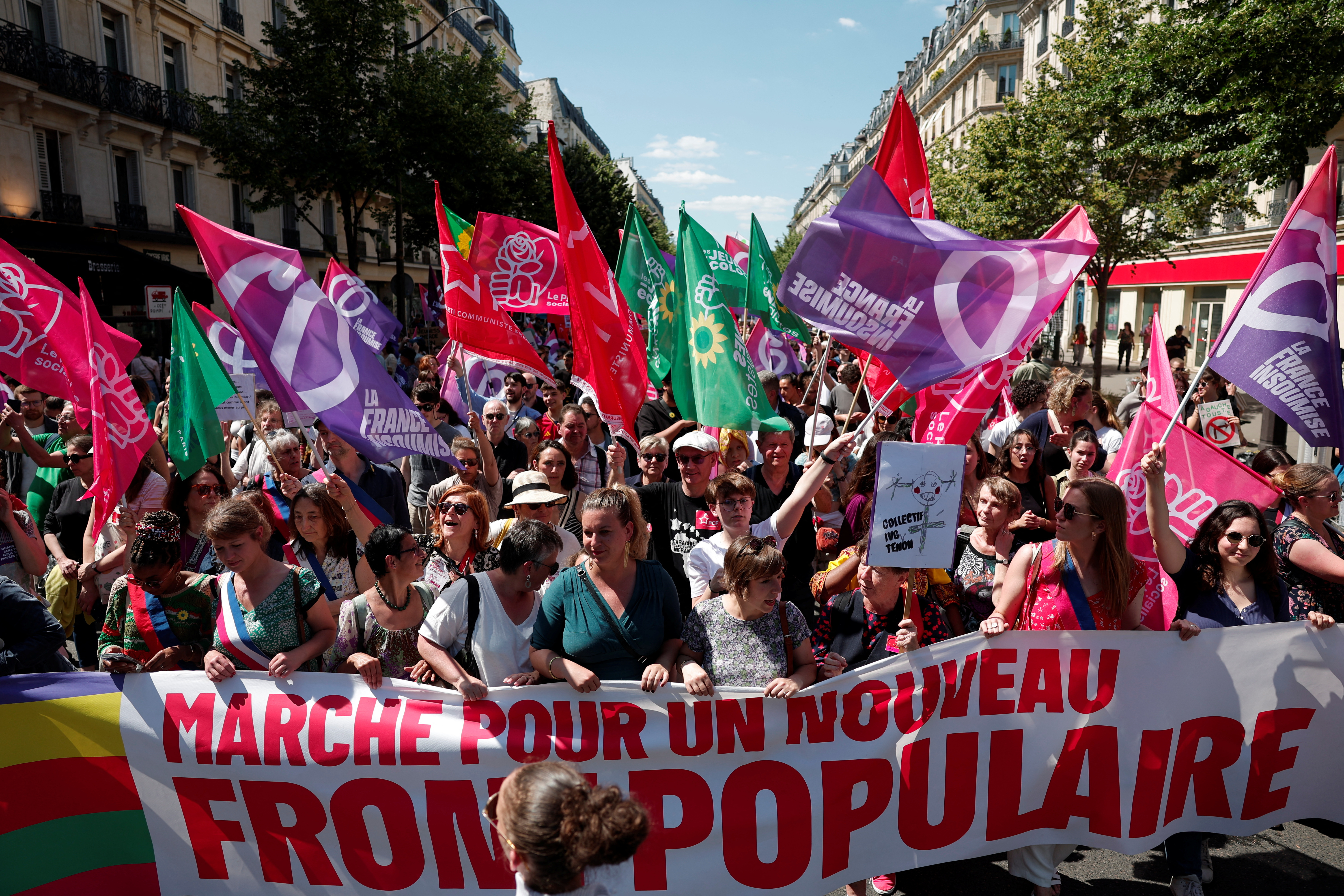 Feminist march to protest against the far-right ahead of early legislative elections, in Paris