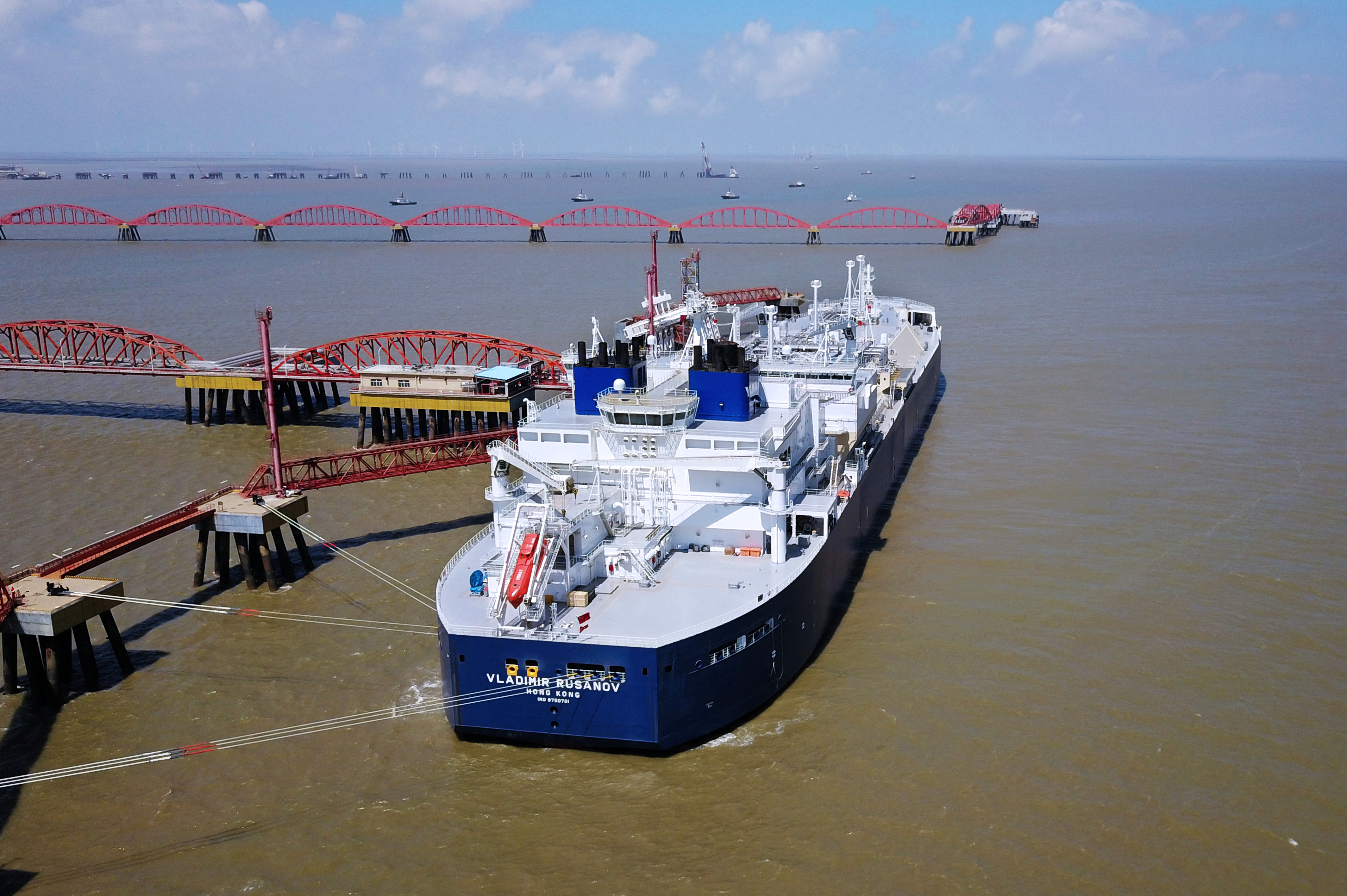 Vessel carrying liquefied natural gas cargo from Russia's Yamal LNG project, is seen at Rudong LNG Terminal in Nantong, Jiangsu