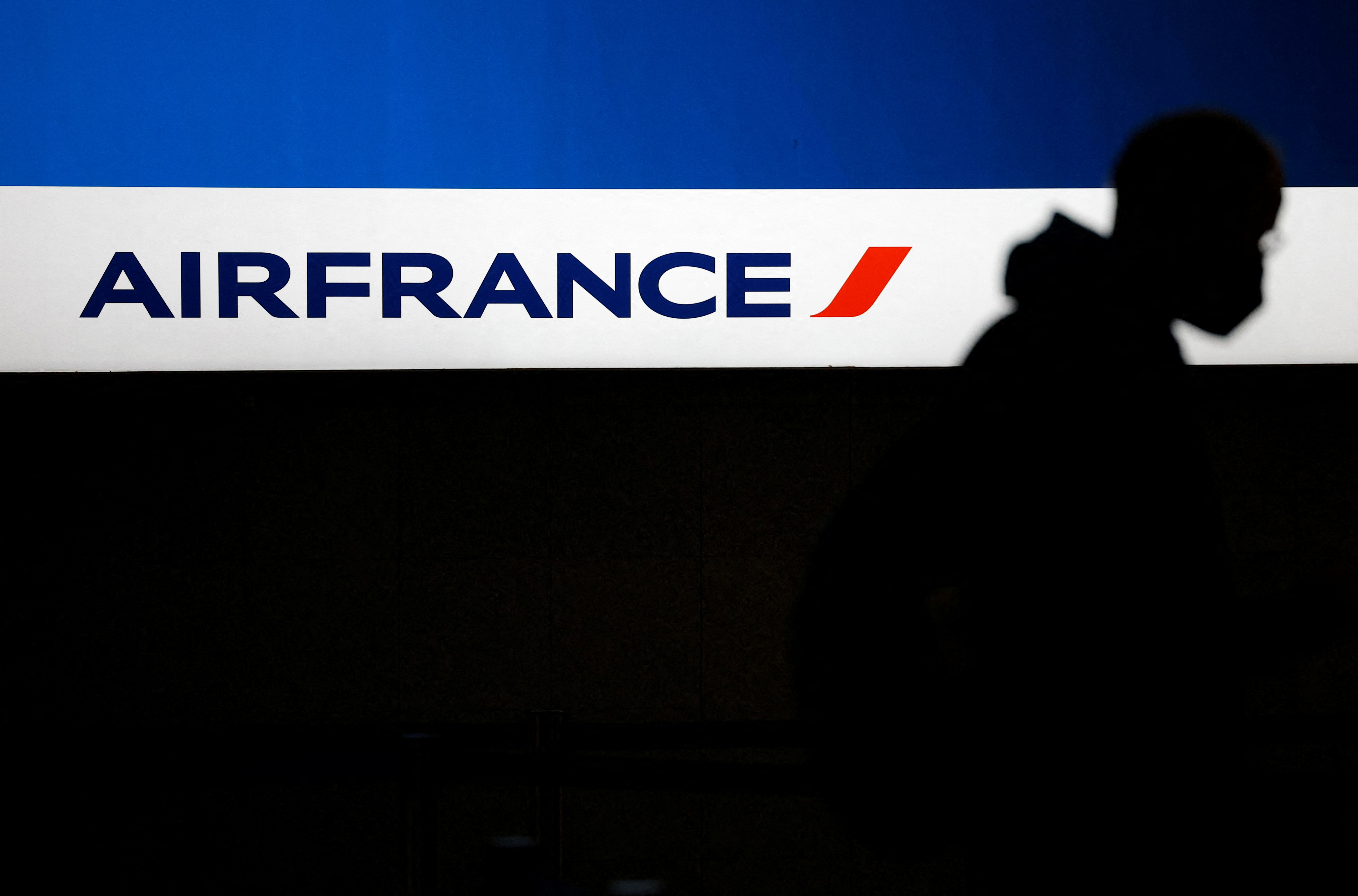 Logo of airline company Air France at the Nantes-Atlantique airport in Bouguenais
