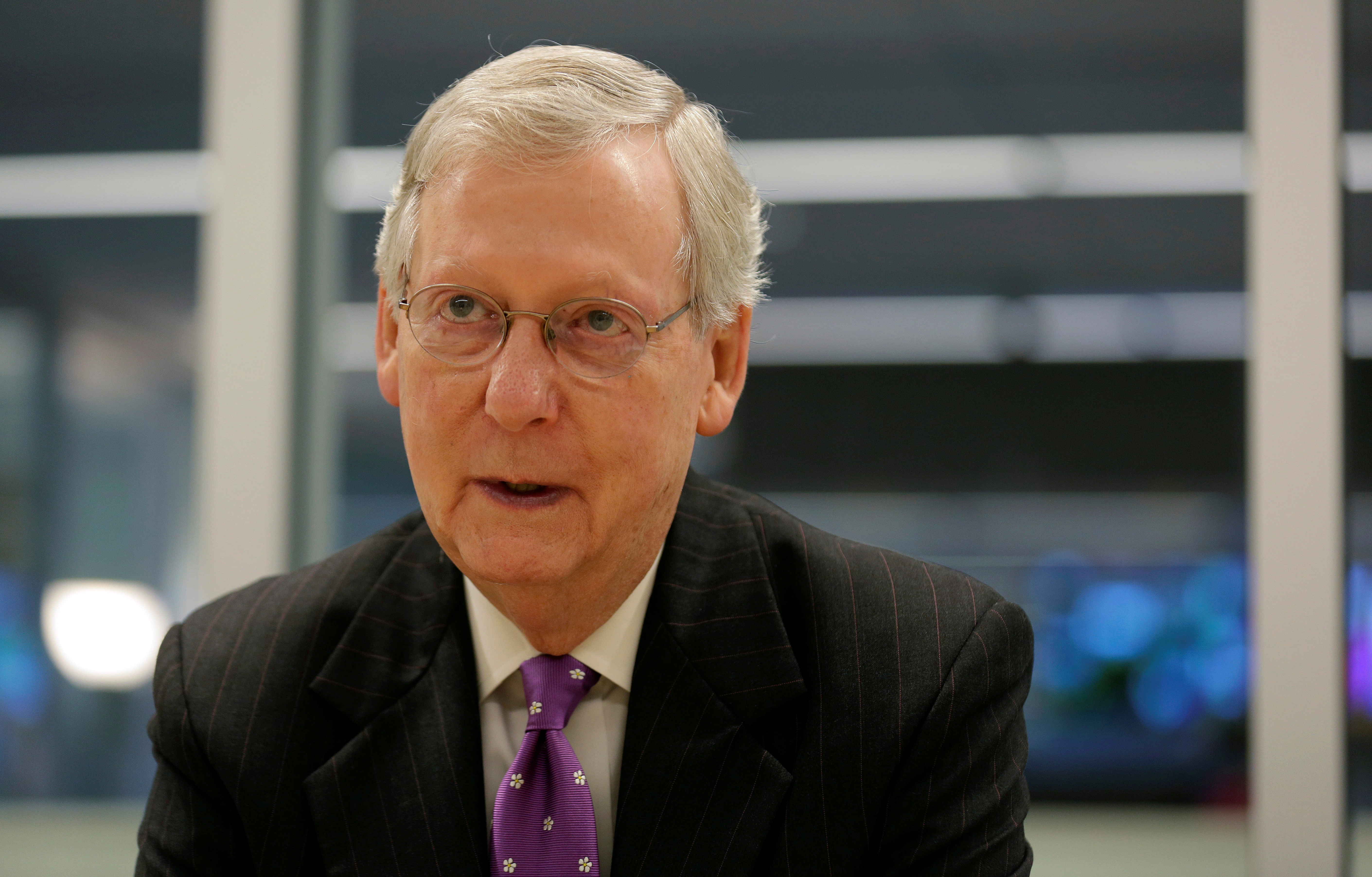 Senate Majority Leader McConnell speaks to Reuters during an interview in Washington