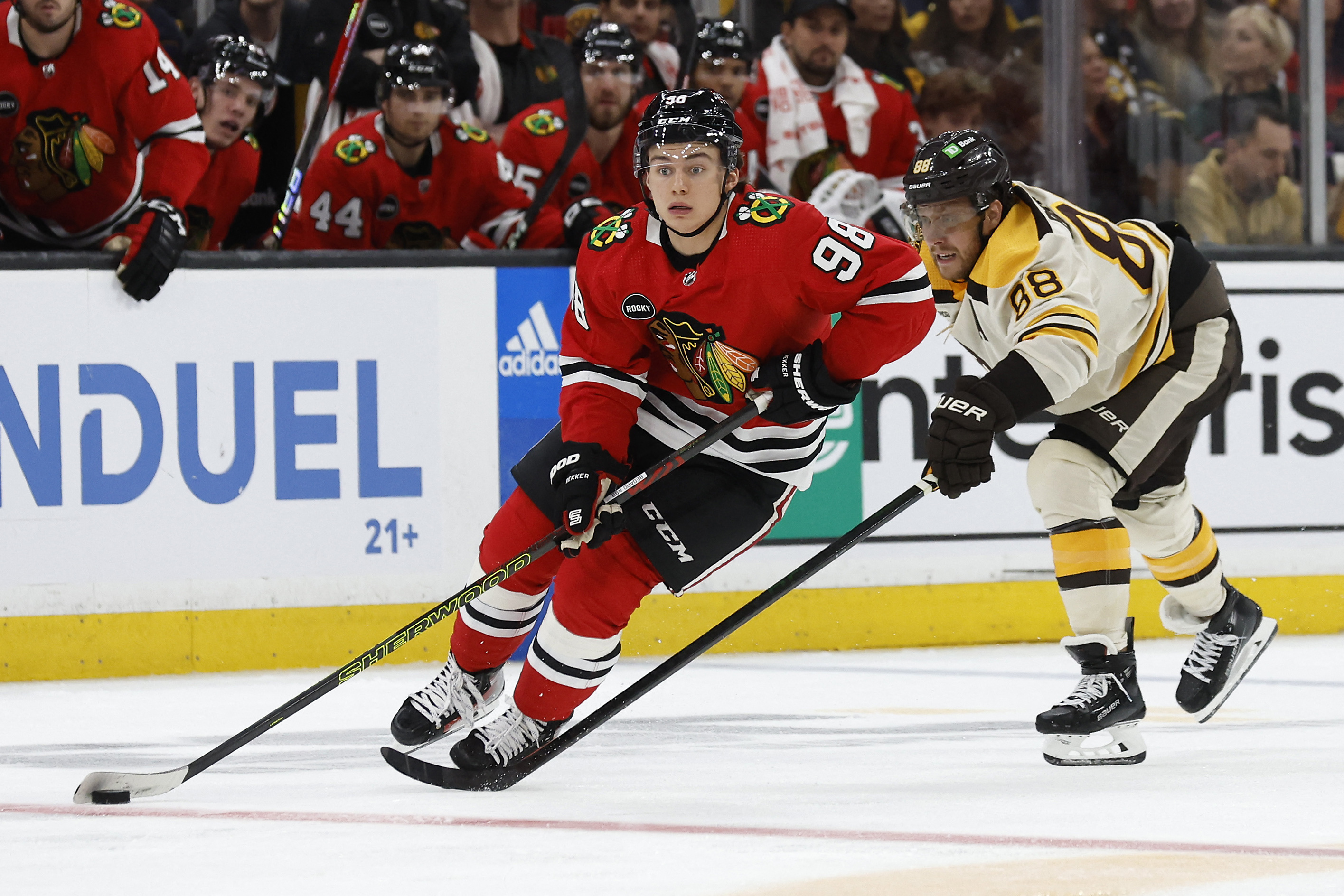 Top draft pick and Blackhawks rookie Bedard scores first NHL goal