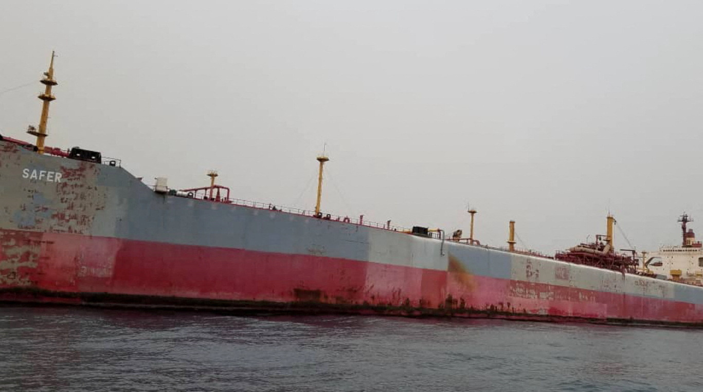 Decaying vessel FSO Safer is moored off Yemen's coast