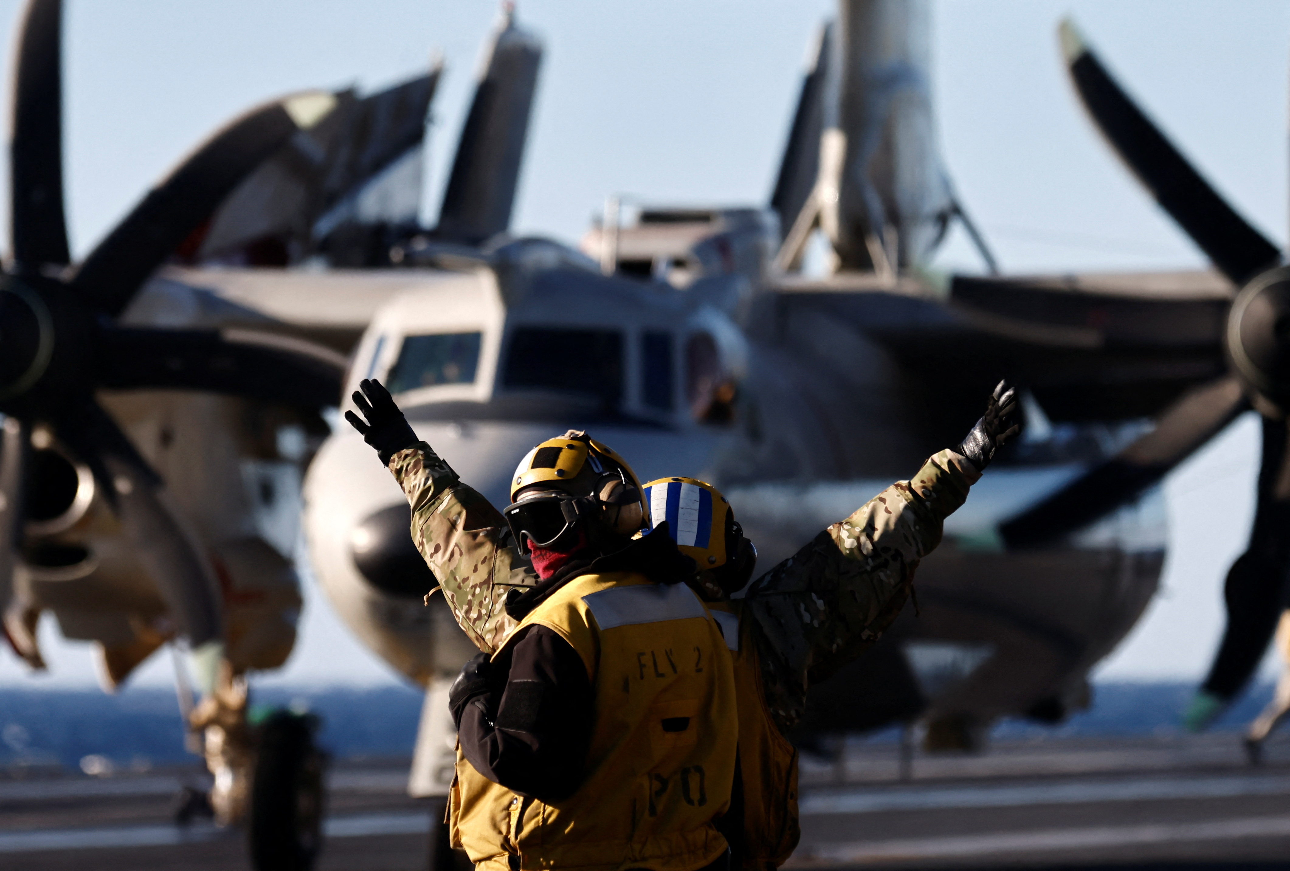 Onboard a U.S. aircraft carrier in times of Ukraine/Russia tensions