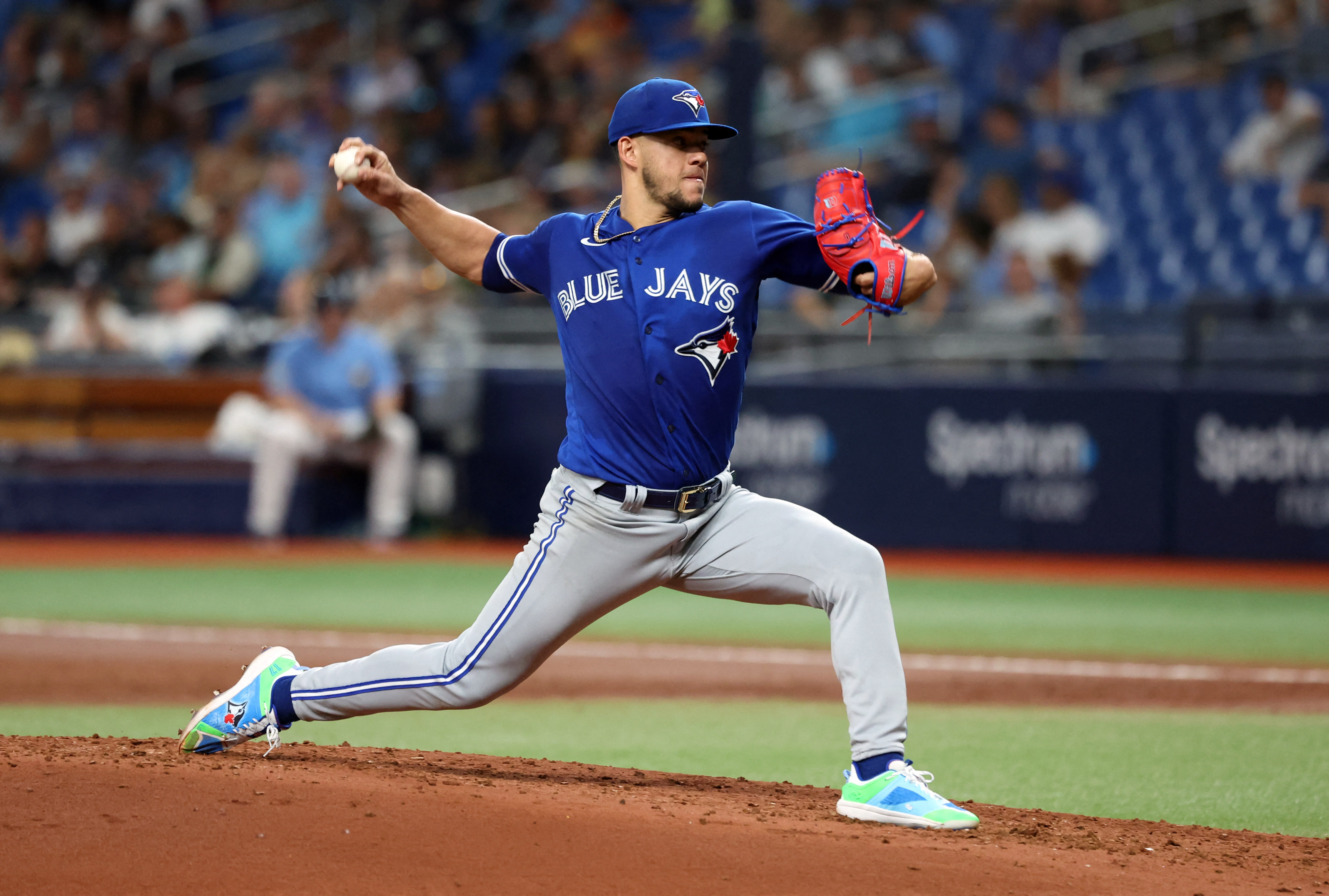 Toronto, Canada. 16th Apr, 2023. Tampa Bay Rays relief pitcher Jason Adam  (47) throws the ball during ninth inning AL MLB baseball action against the  Toronto Blue Jays in Toronto on Sunday