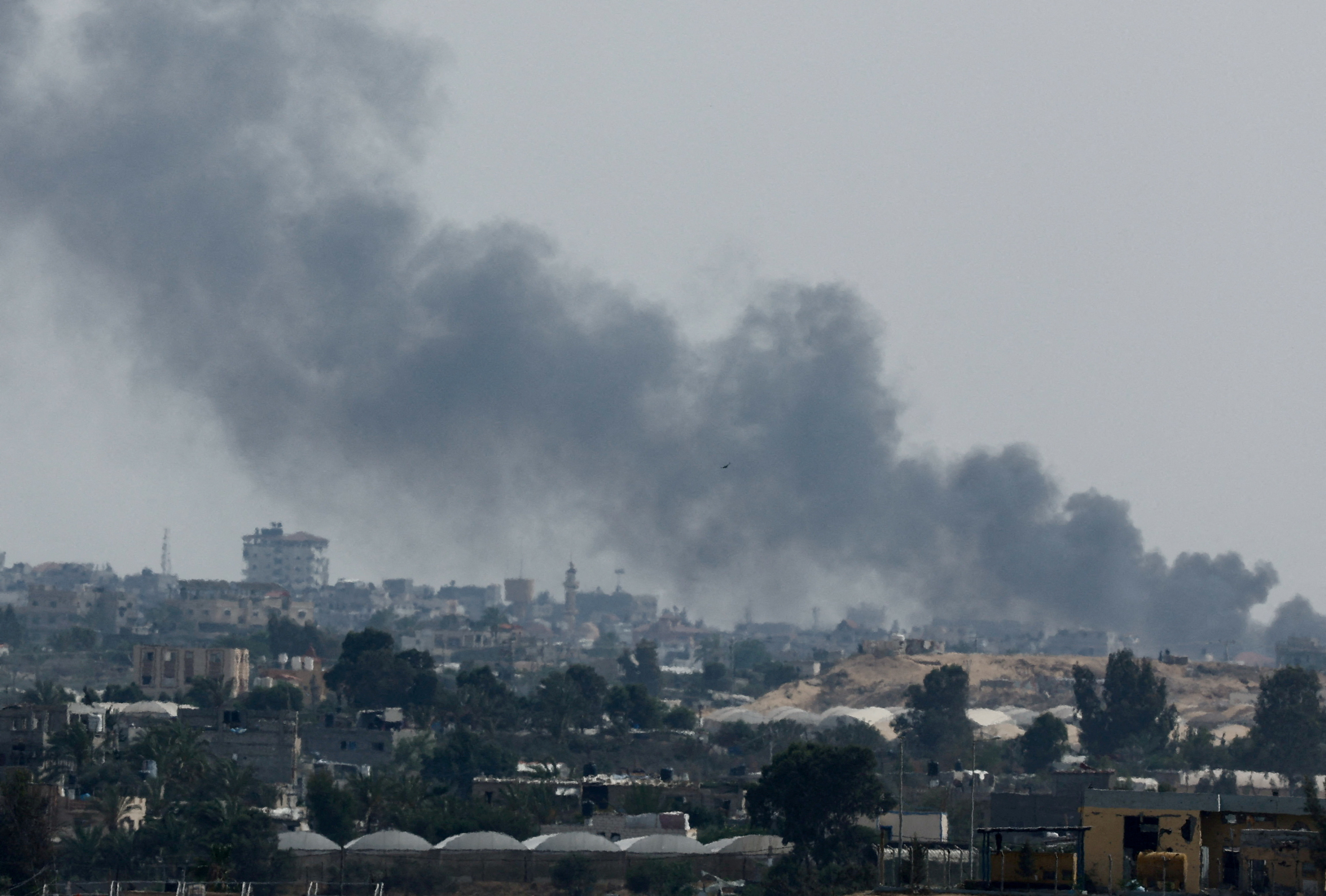 Smoke rises following Israeli strikes during an Israeli military operation in Rafah