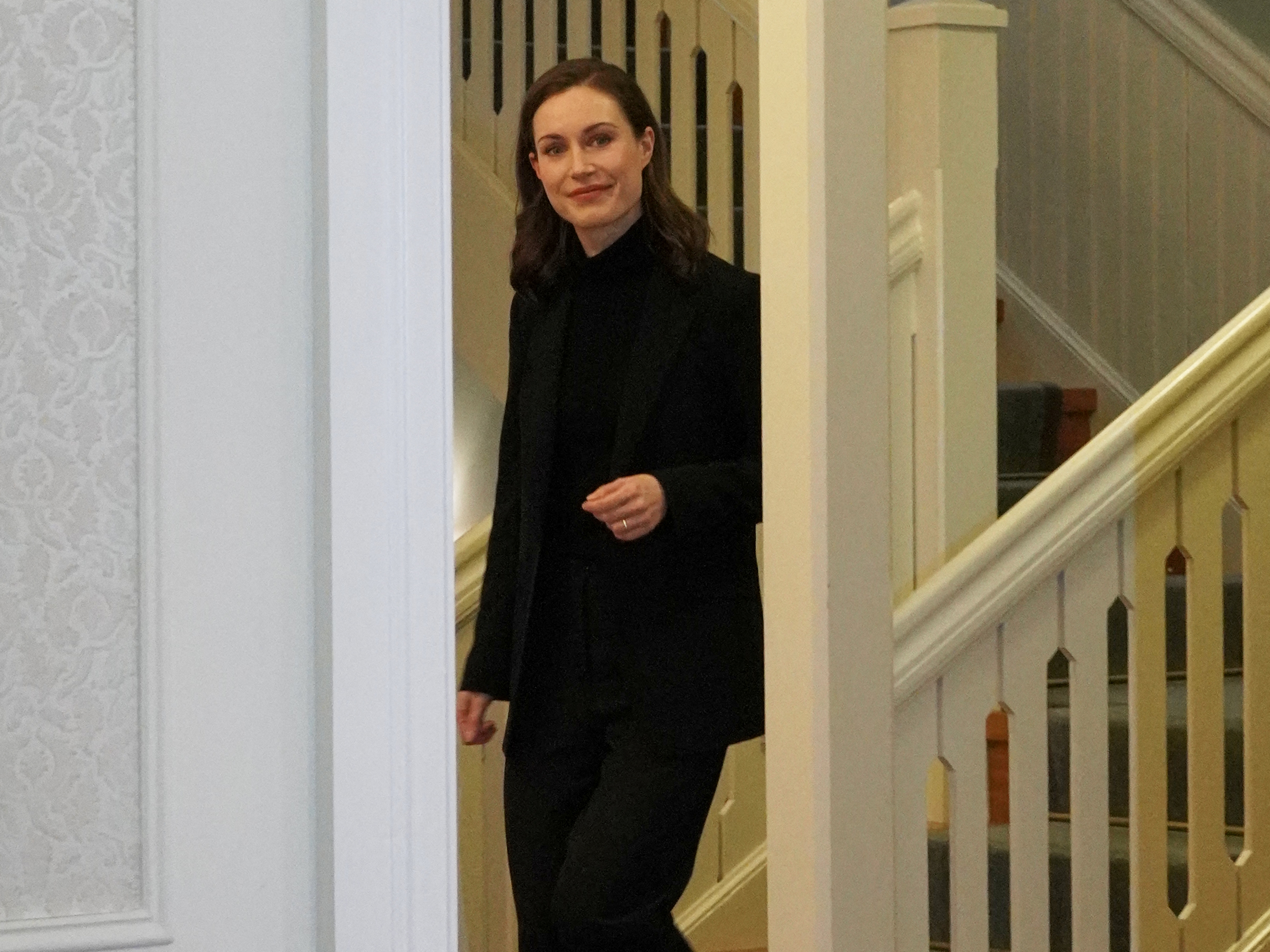 Finland's PM Marin is pictured at her official residence, Kesaranta, in Helsinki