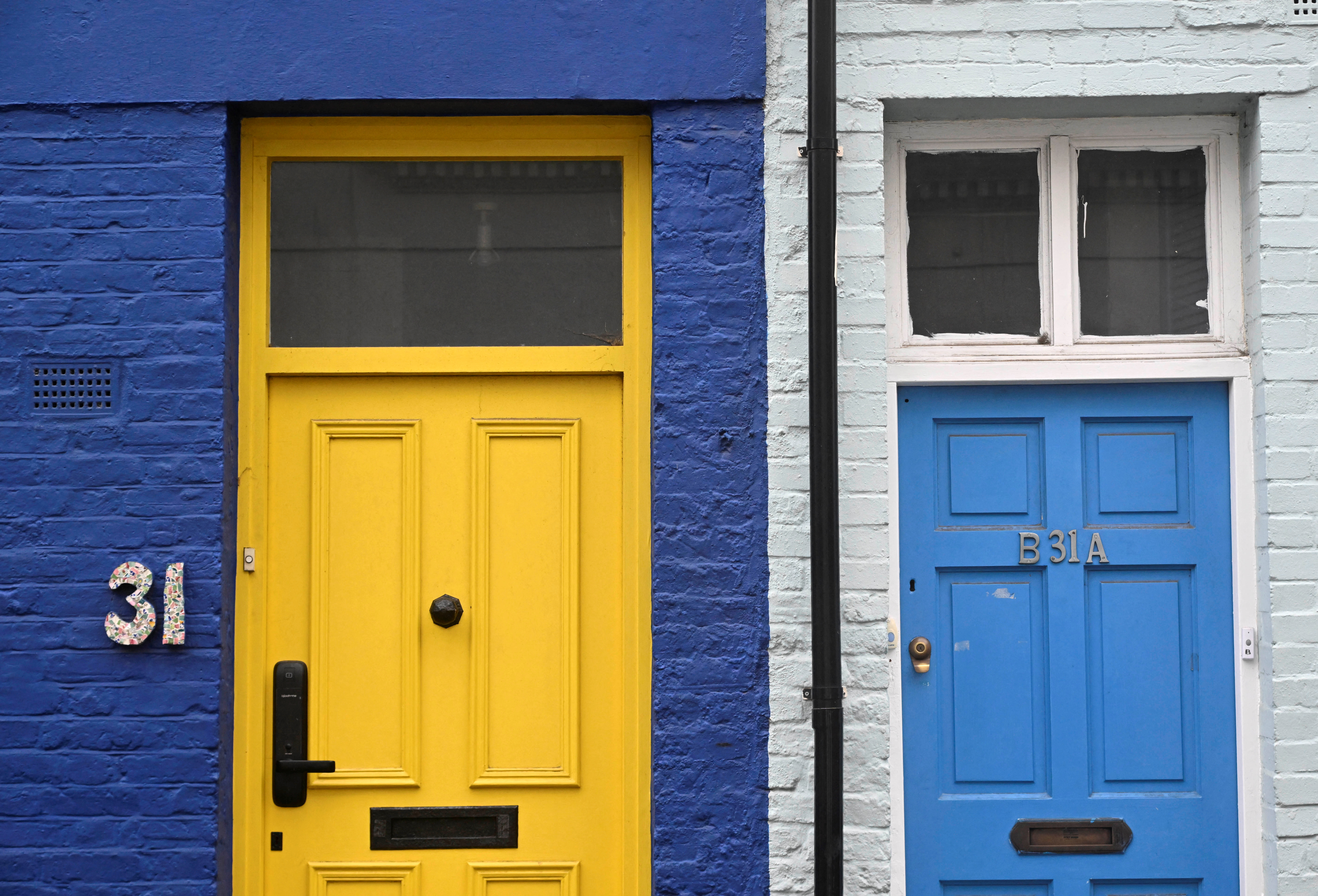 Painted houses are seen in London