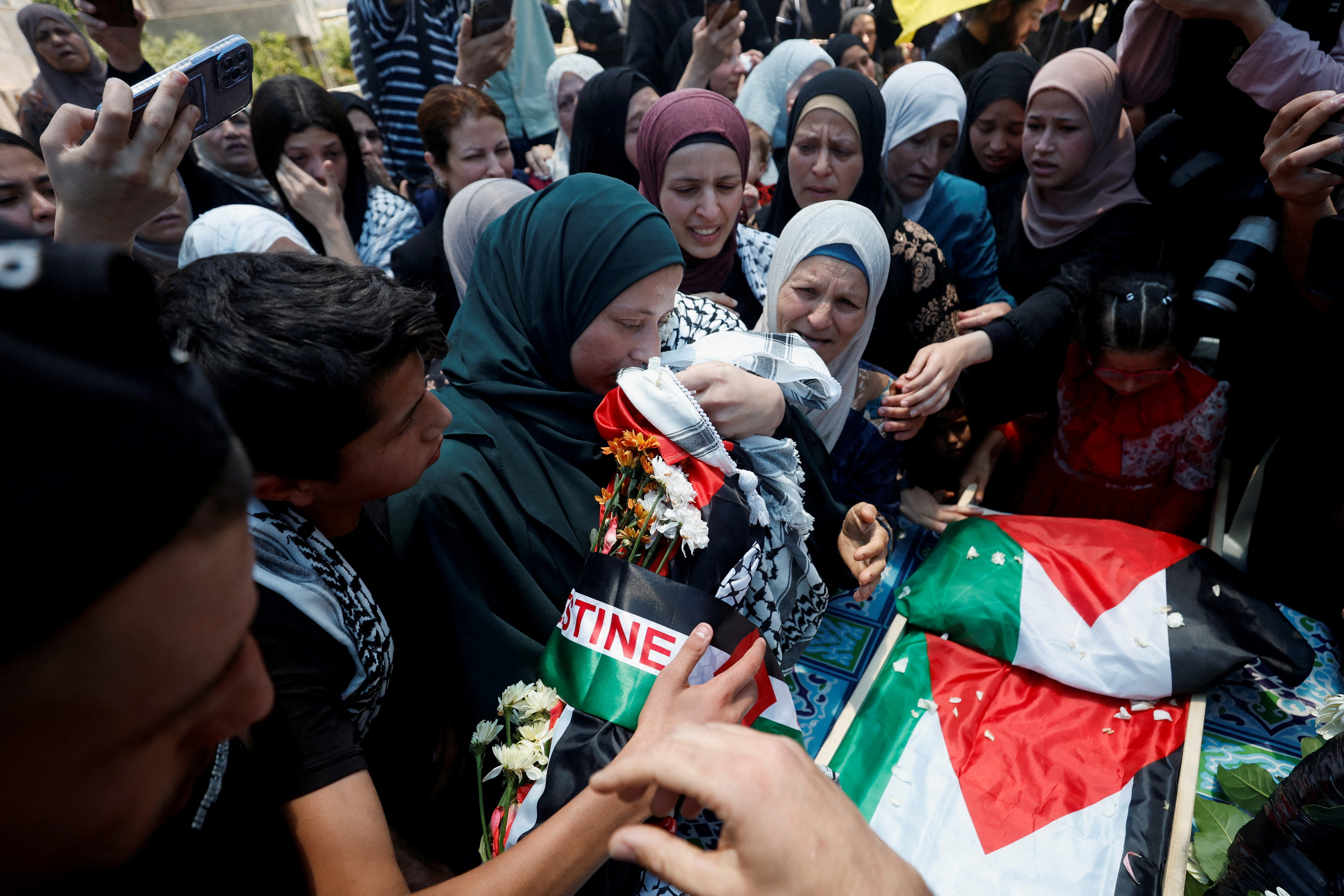 Funeral of Palestinian boy Mohammad al-Tamimi who was shot by Israeli forces, near Ramallah