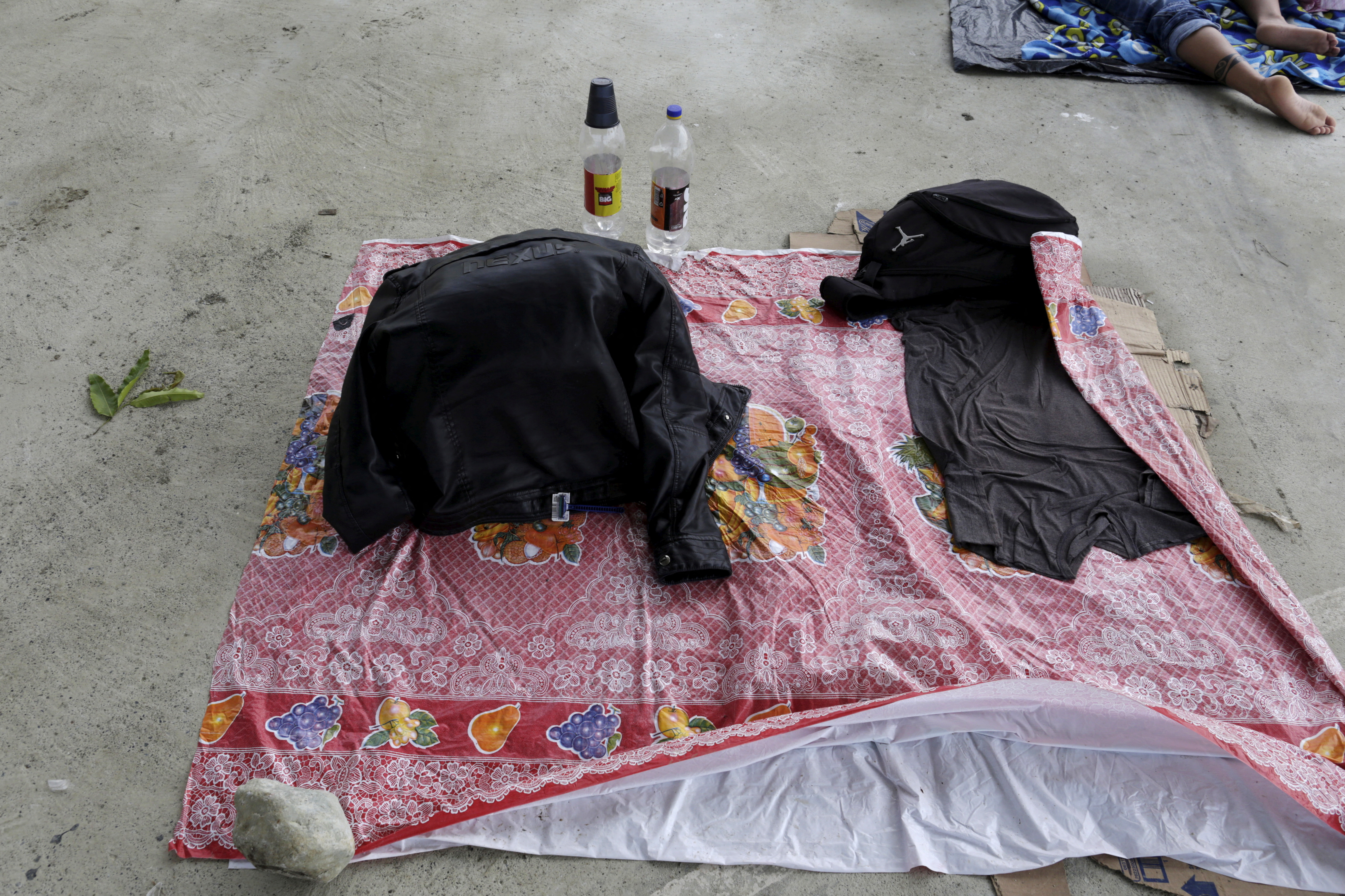 A provisional bed is pictured inside a local gymnasium in Puerto Obaldia town in the Guana Yala Region