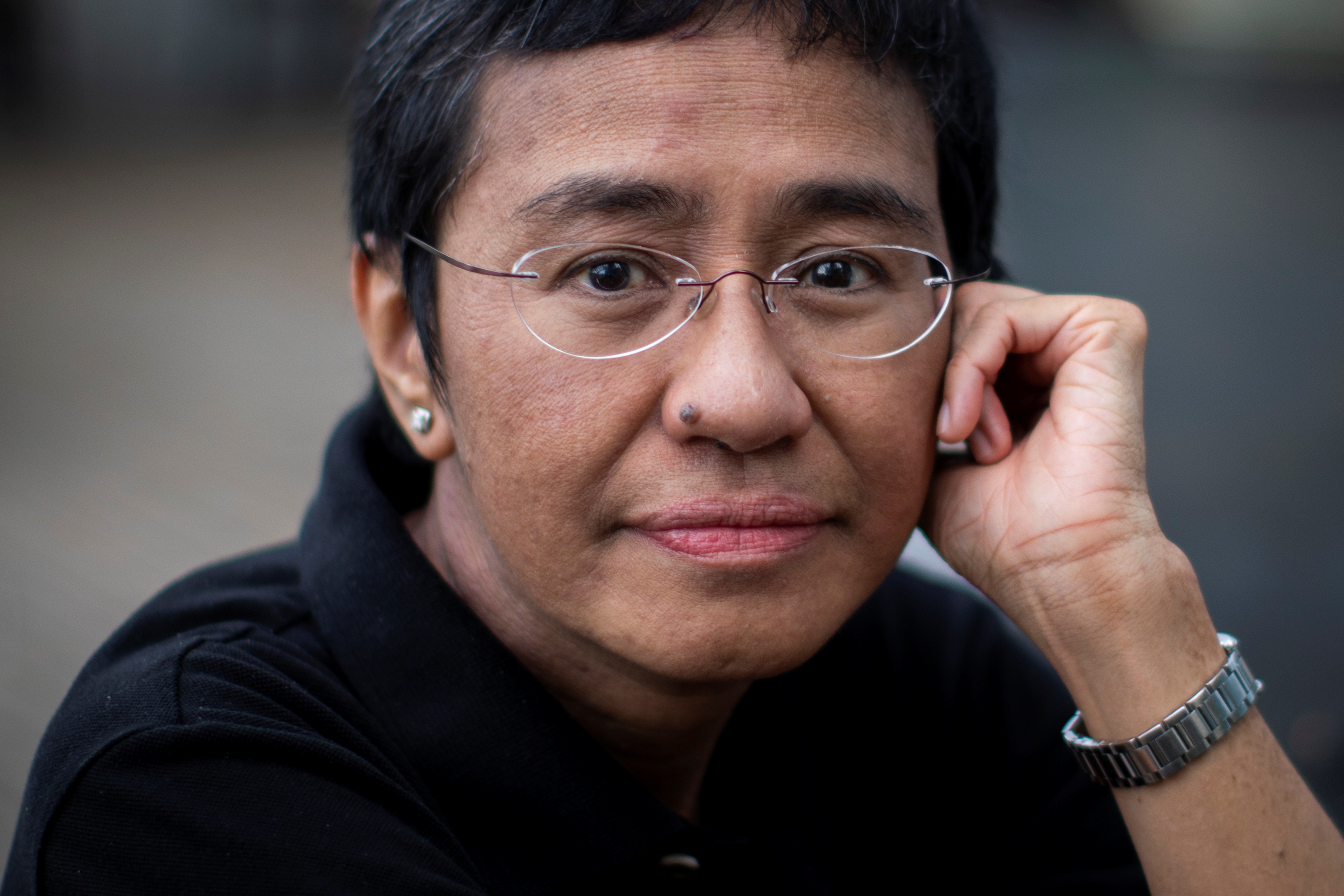 Filipino journalist Maria Ressa, one of 2021 Nobel Peace Prize winners, poses for a picture