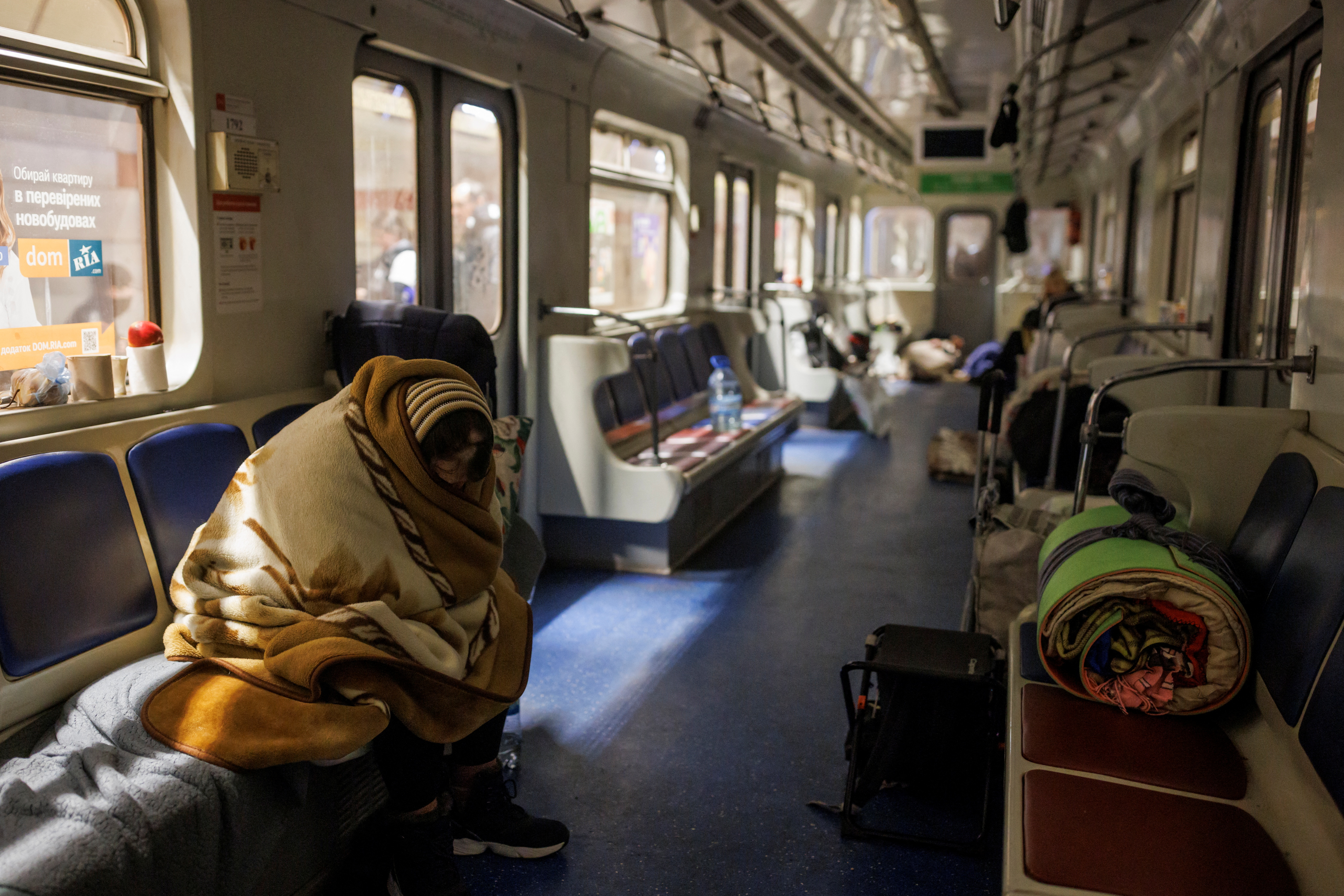 Metro station is being used as a bomb shelter in Kyiv