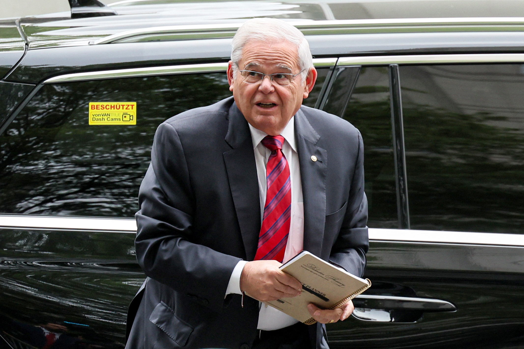 U.S. Senator Robert Menendez arrives at Federal Court for the start of his bribery trial in New York