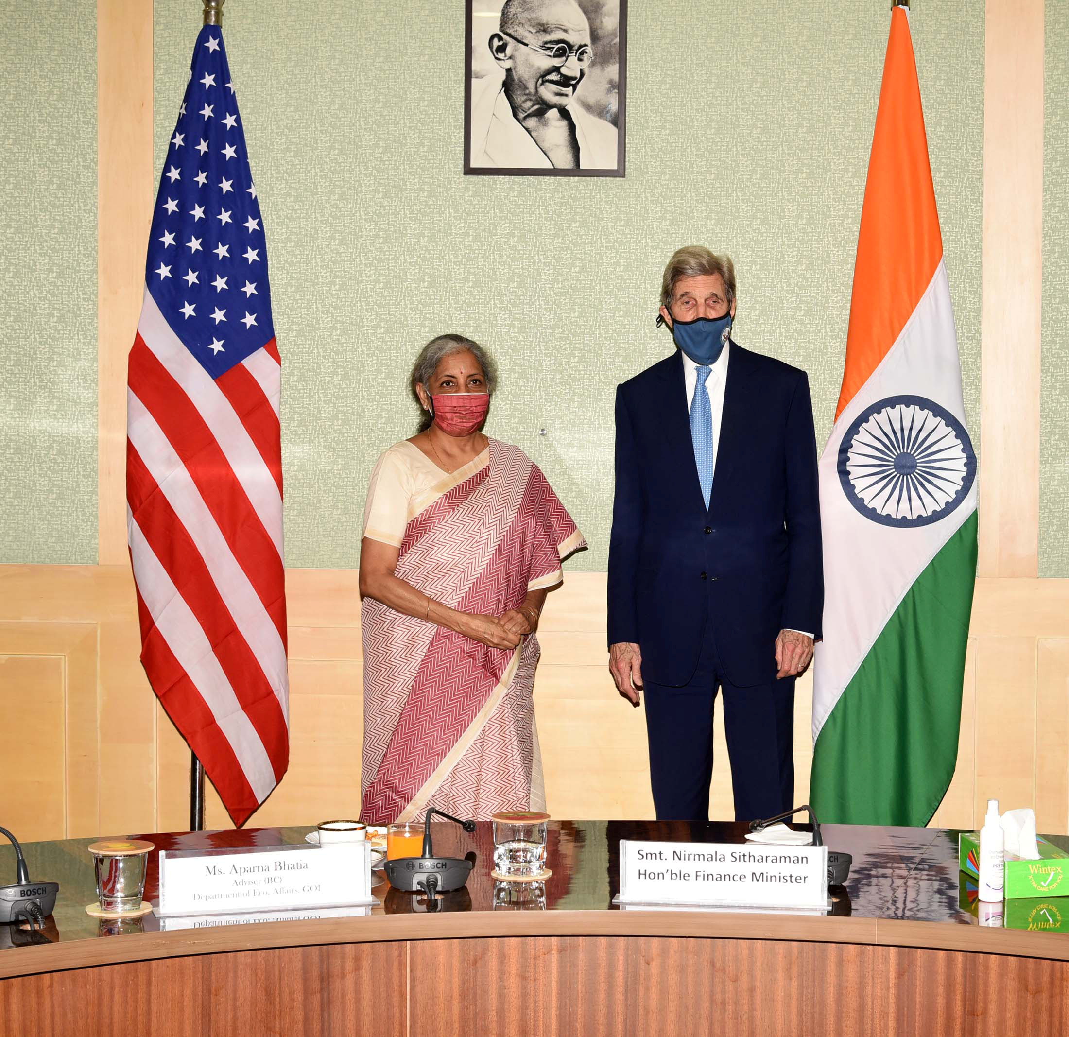 U.S. Special Presidential Envoy for Climate John Kerry meets with India's Finance Minister Nirmala Sitharaman in New Delhi