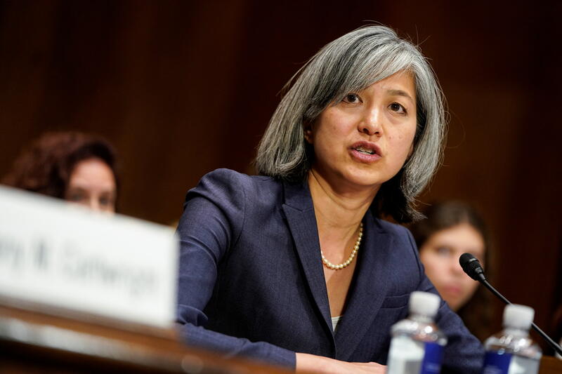 U.S Circuit Judge nominee Nina Nin-Yuen Wang testifies on Capitol Hill in Washington