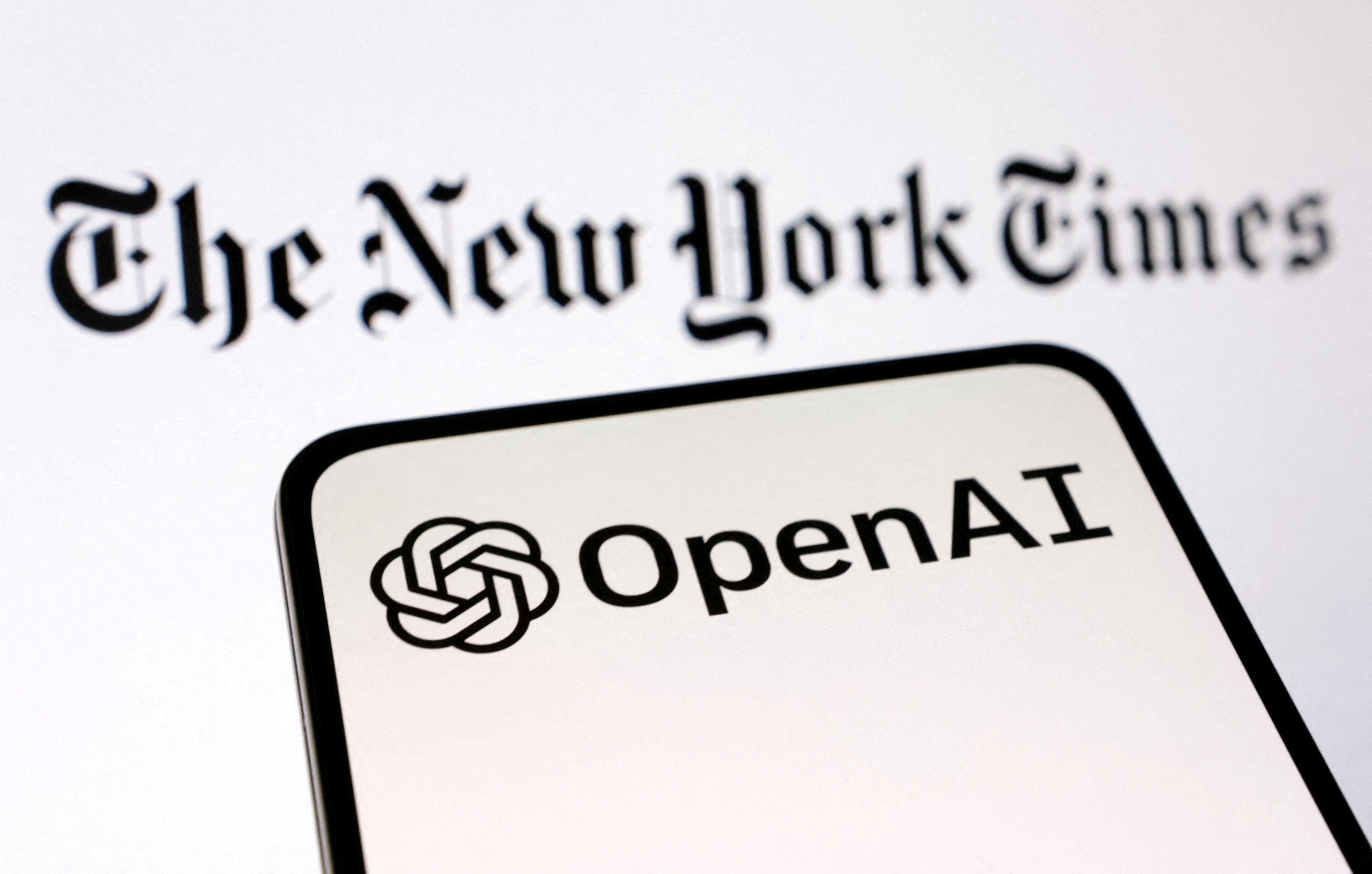Illustration shows OpenAI and The New York Times logos