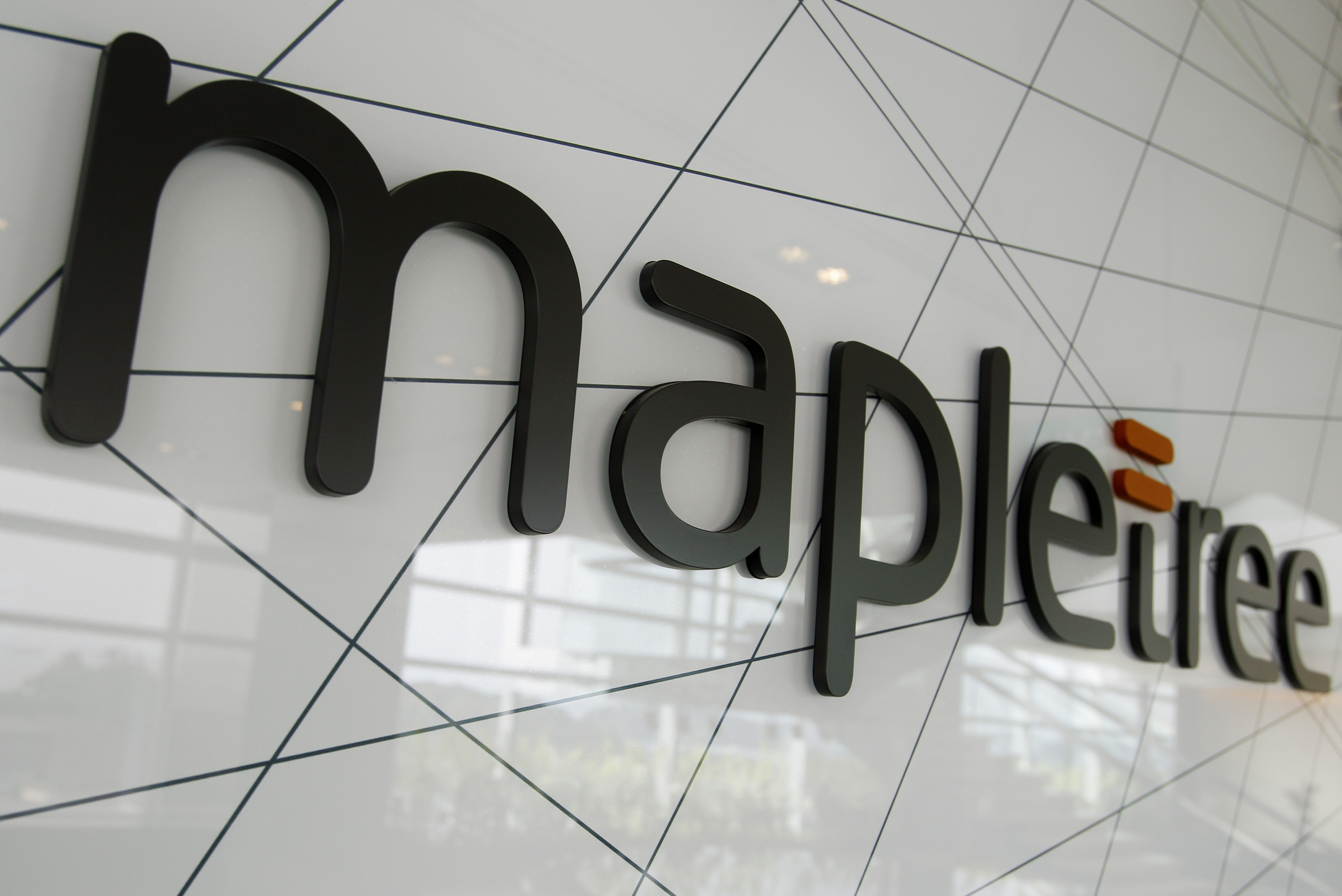 A Mapletree logo is pictured in its office in Singapore