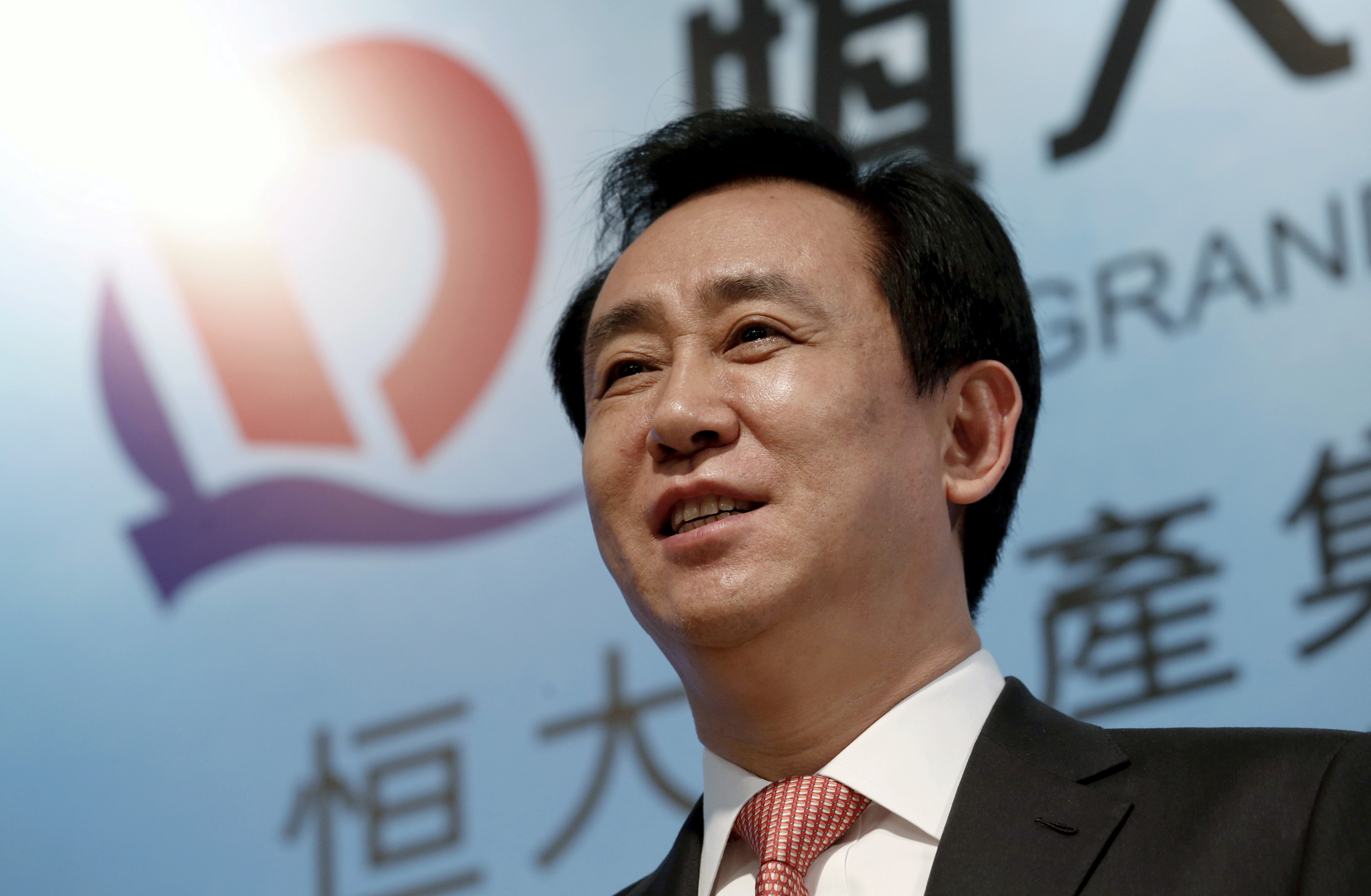 Hui Ka Yan, chairman of Evergrande Real Estate Group Ltd, attends a news conference on annual results in Hong Kong