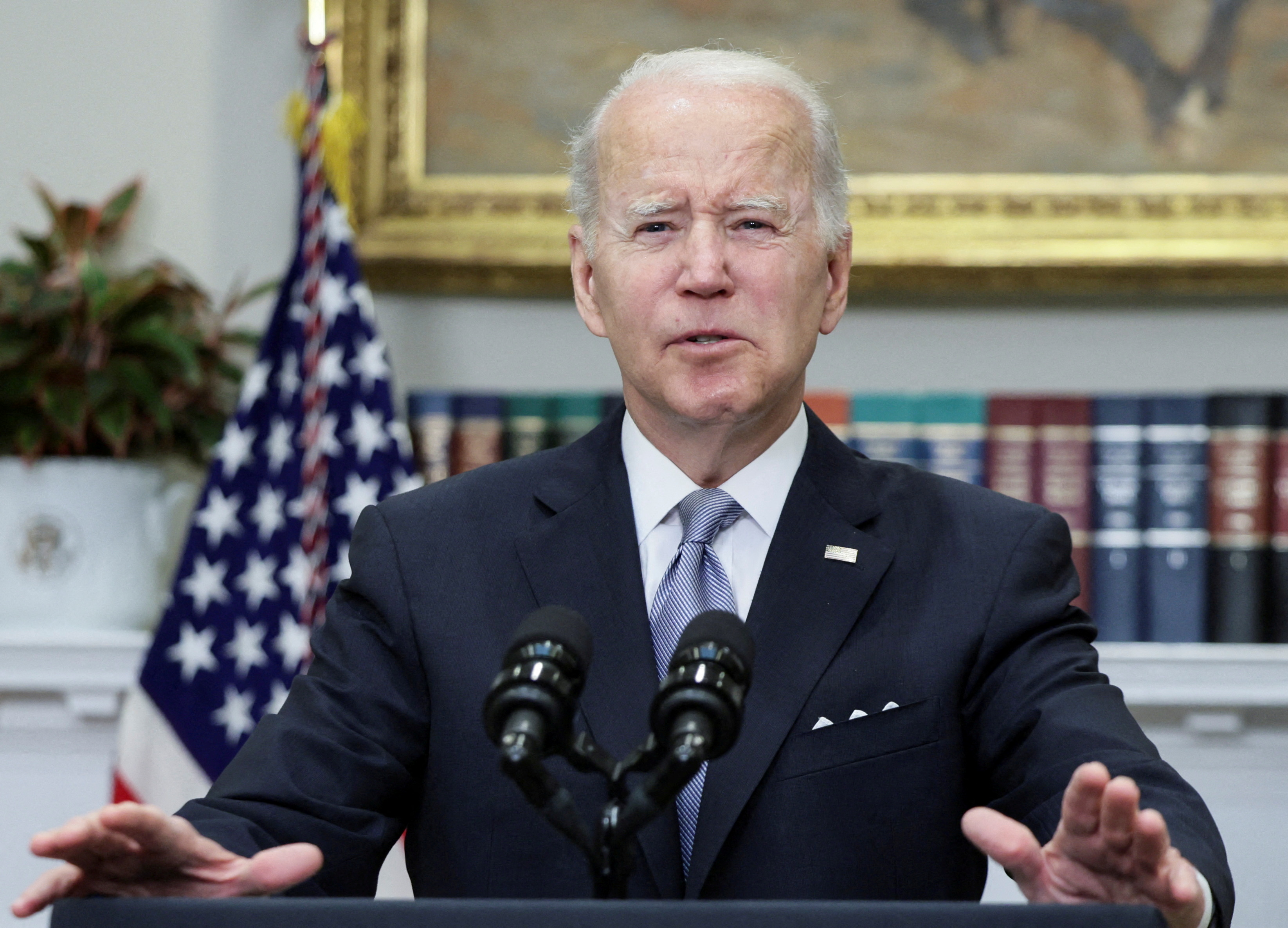 US President Joe Biden during a speech at the White House in Washington