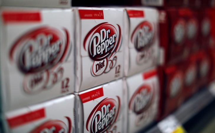 Dr Pepper soda cans for sale are pictured at a grocery store in Pasadena