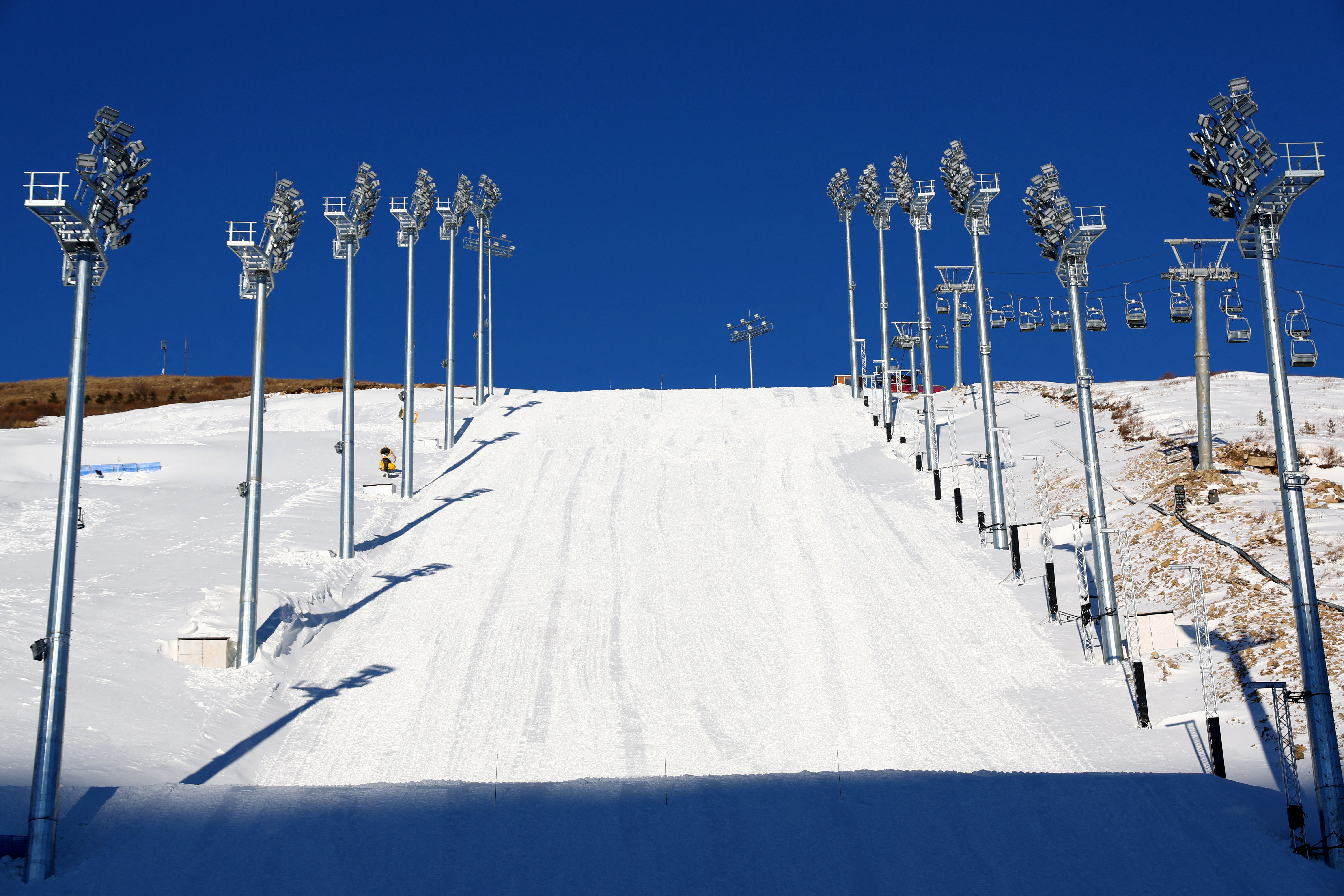 Genting Snow Park, a competition venue for Snowboarding and Freestyle Skiing during the Beijing 2022 Winter Olympics, is seen in Beijing