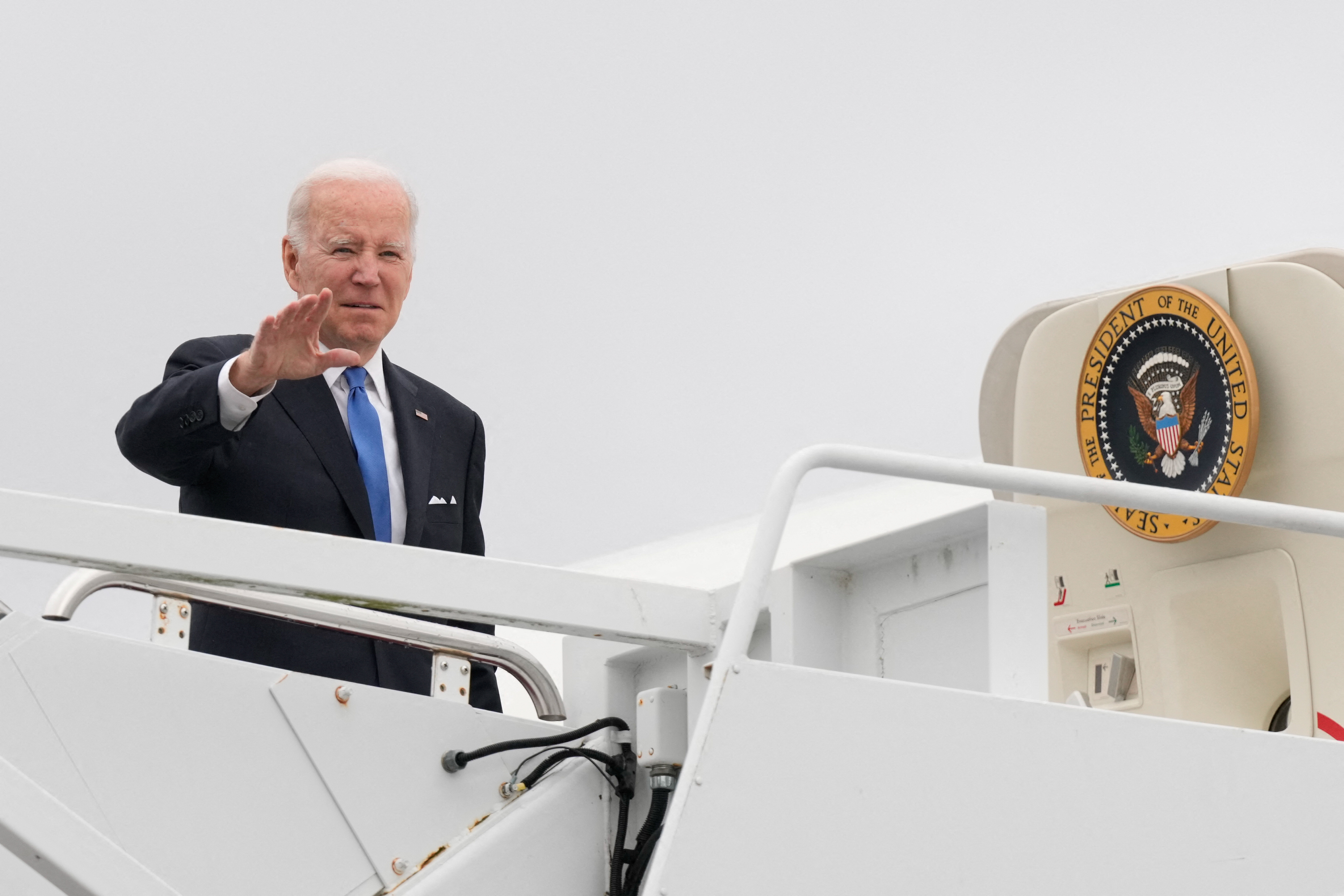 U.S. President Biden boards Air Force One for return travel to Washington, in Dover