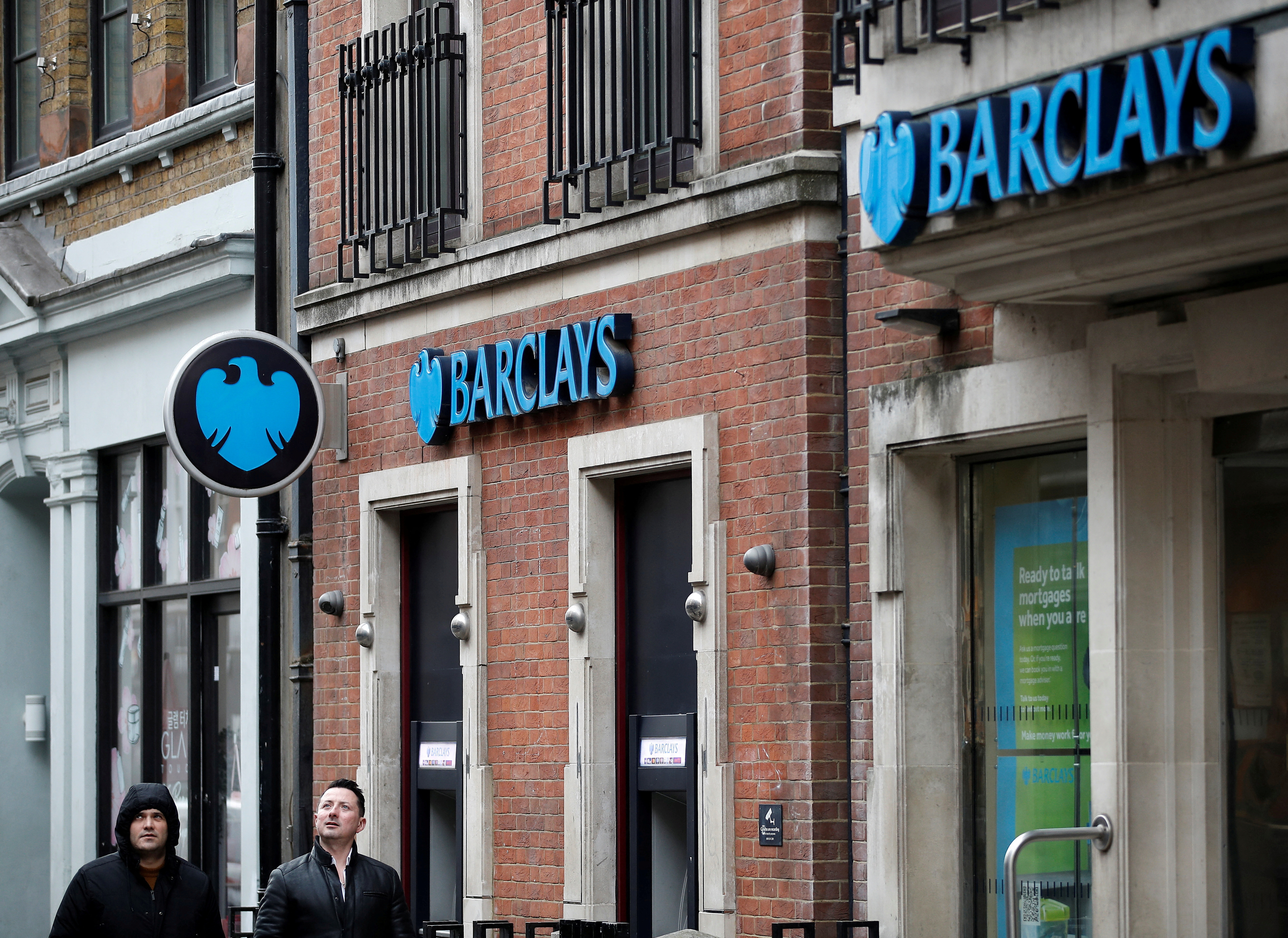A branch of Barclays Bank can be seen in London