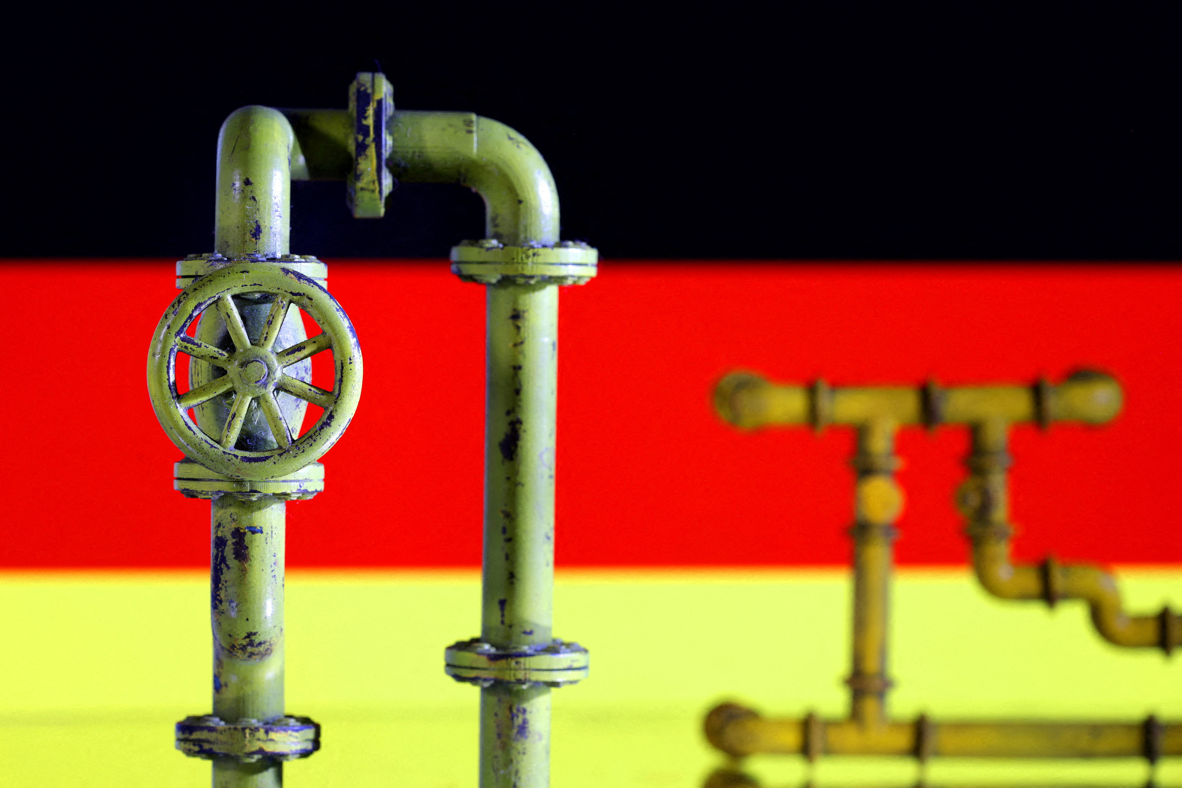 Illustration shows natural gas pipeline and German flag