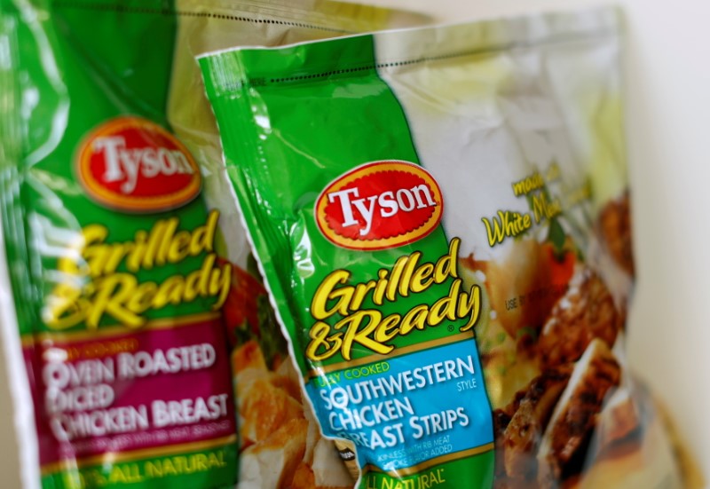 Tyson food meat products are shown in this photo illustration in Encinitas, California May 29,  2014.  REUTERS/Mike Blake   