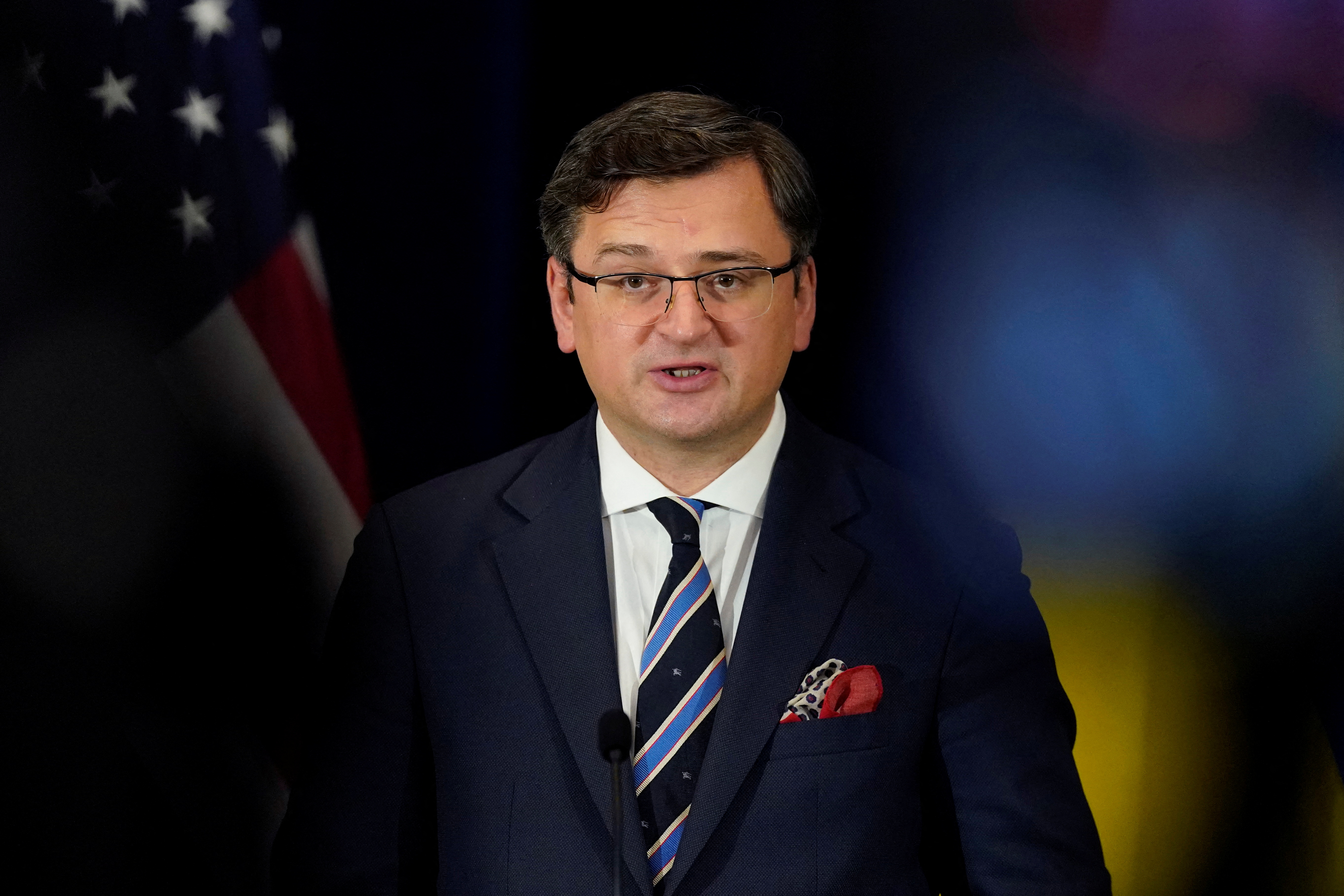 U.S. Secretary of State Antony Blinken and Ukraine's Foreign Minister Dmytro Kuleba hold a news conference, in Washington