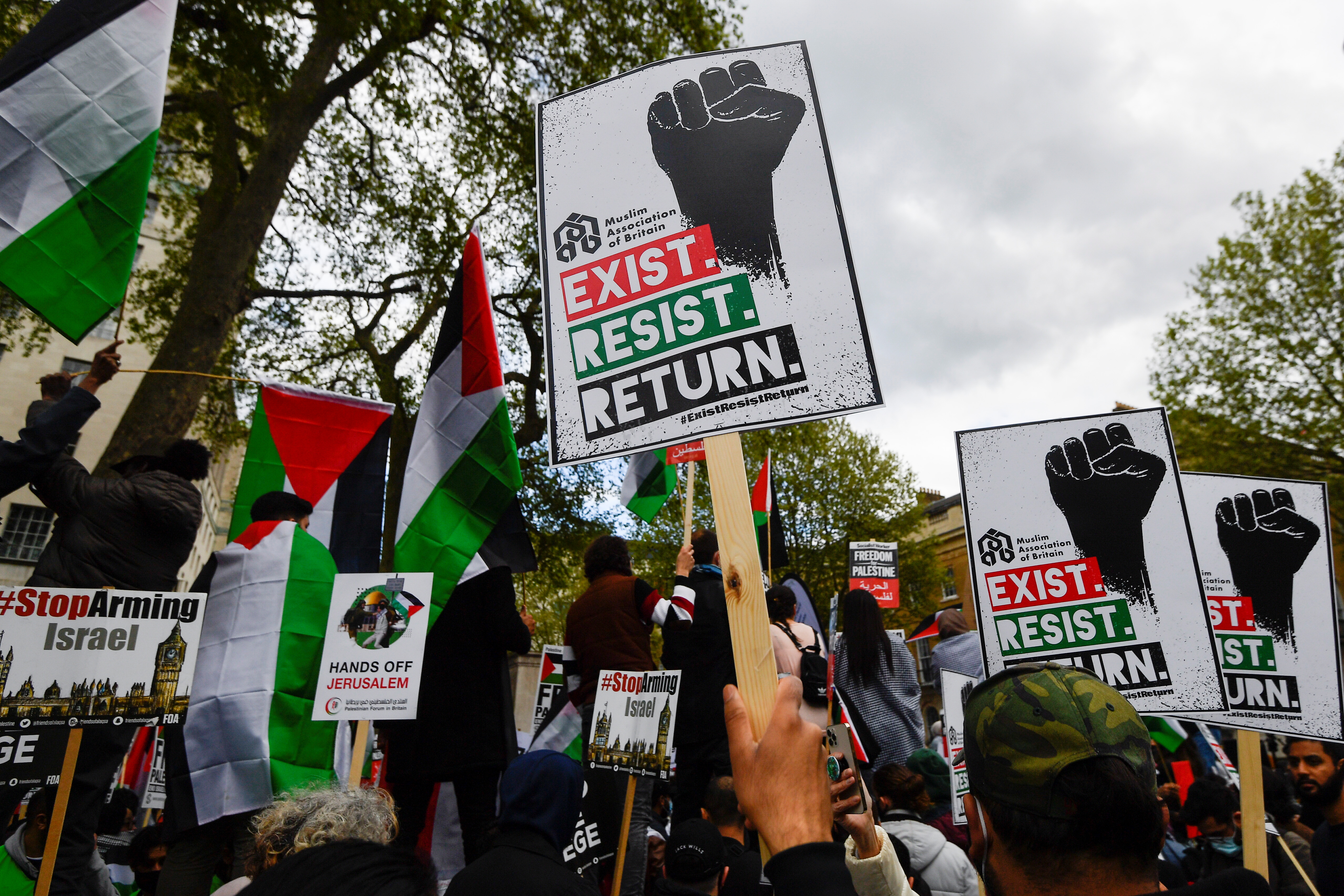 Demonstration following a flare-up of Israeli-Palestinian violence, in London
