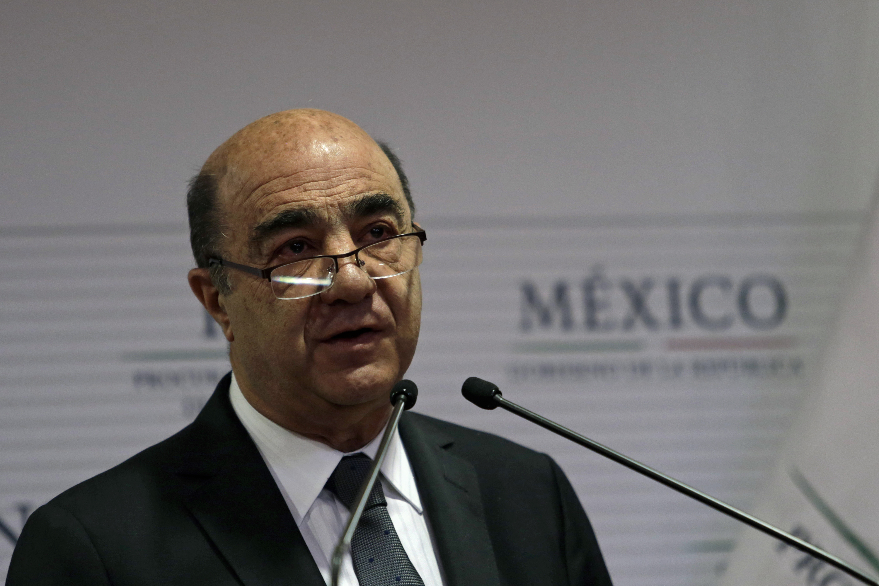 Attorney General Jesus Murillo speaks during a news conference at the attorney general's office in Mexico City