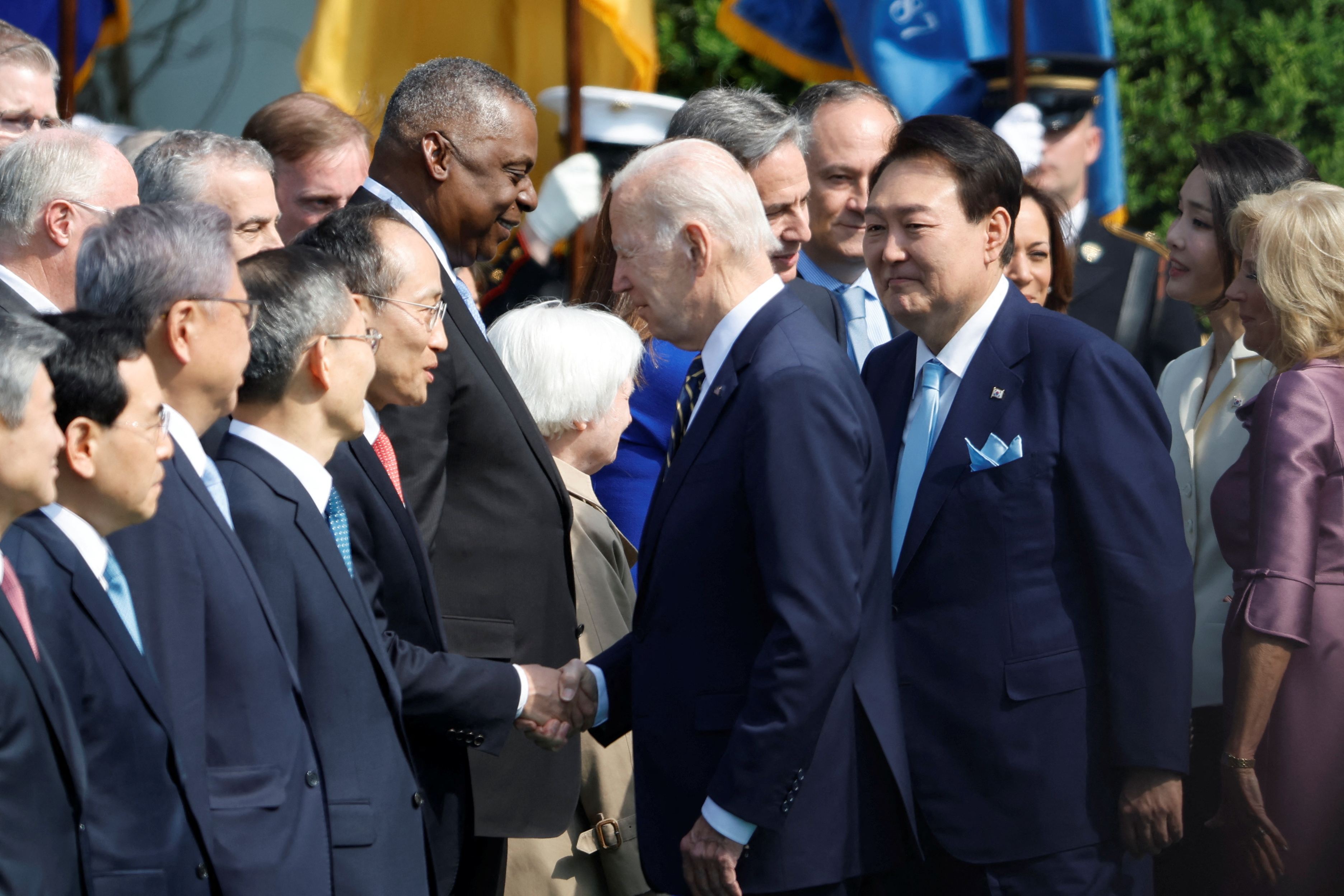 U.S. President Joe Biden hosts South Korea's President Yoon Suk Yeol at the White