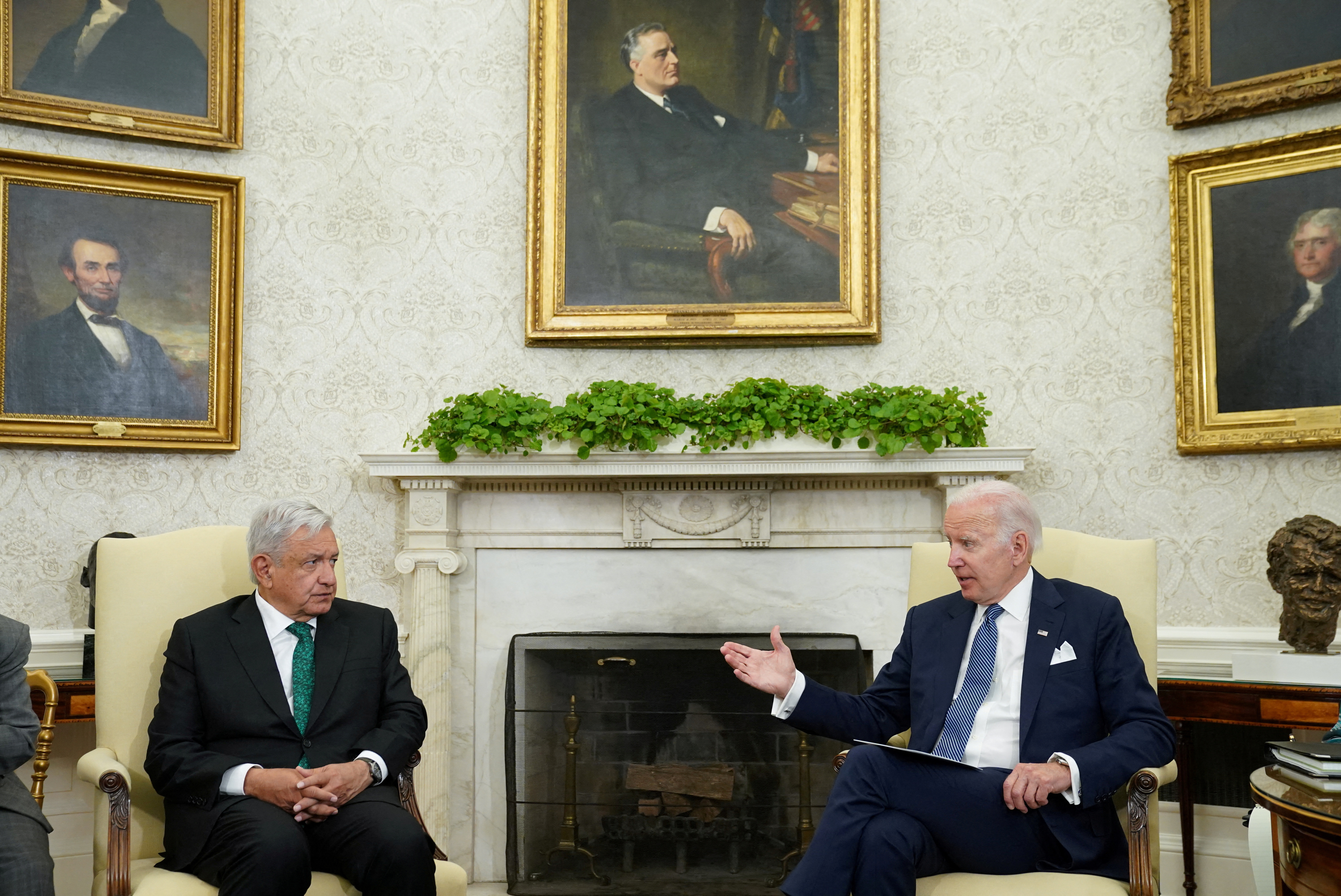 U.S. President Biden meets with Mexican President Andres Manuel Lopez Obrador at the White House in Washington
