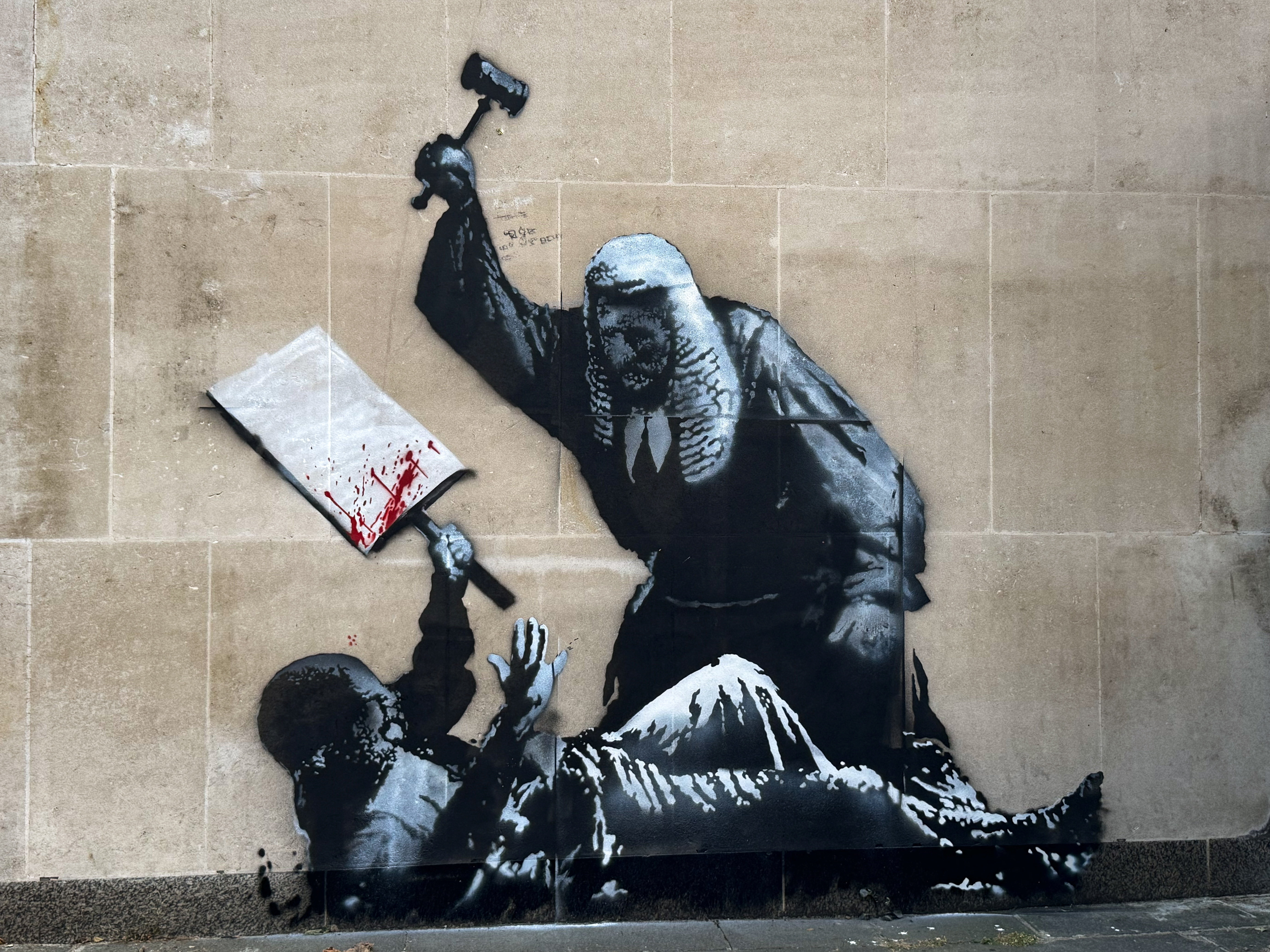 New Banksy mural at London's High Court shows judge striking