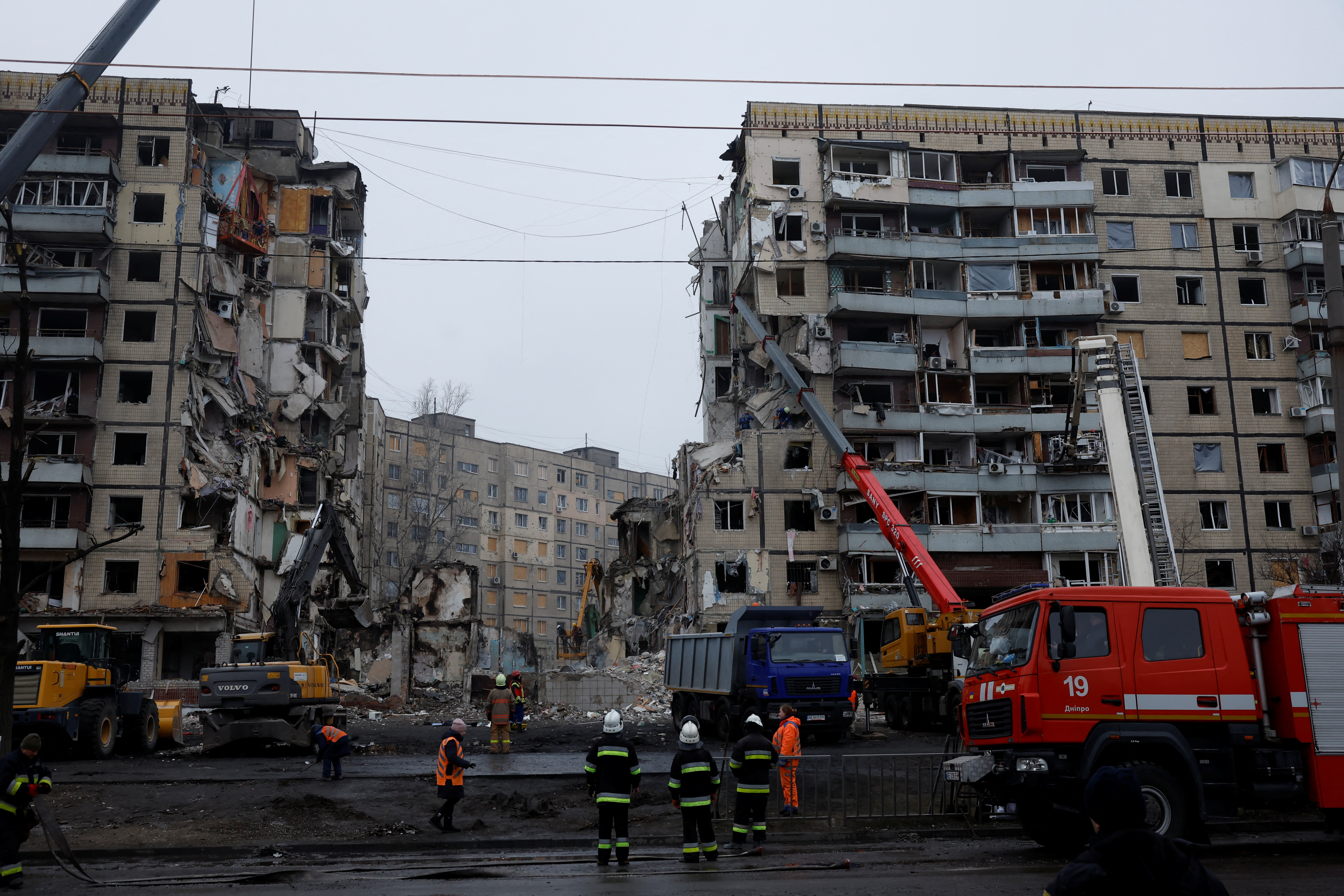 Consequences of destruction of Dnipro apartment complex after missile attack
