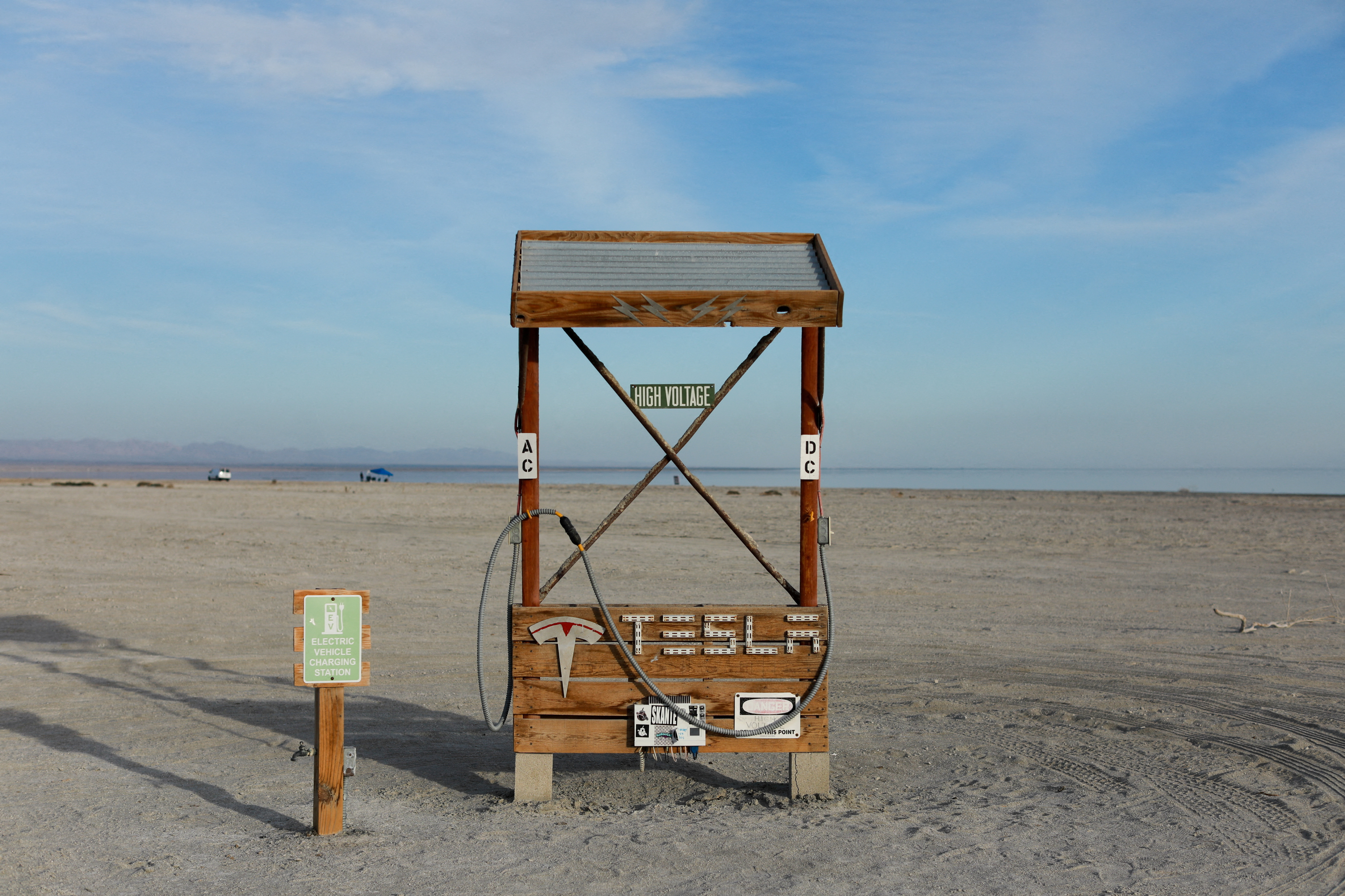 An art installation at the Salton Sea is seen on Bombay Beach