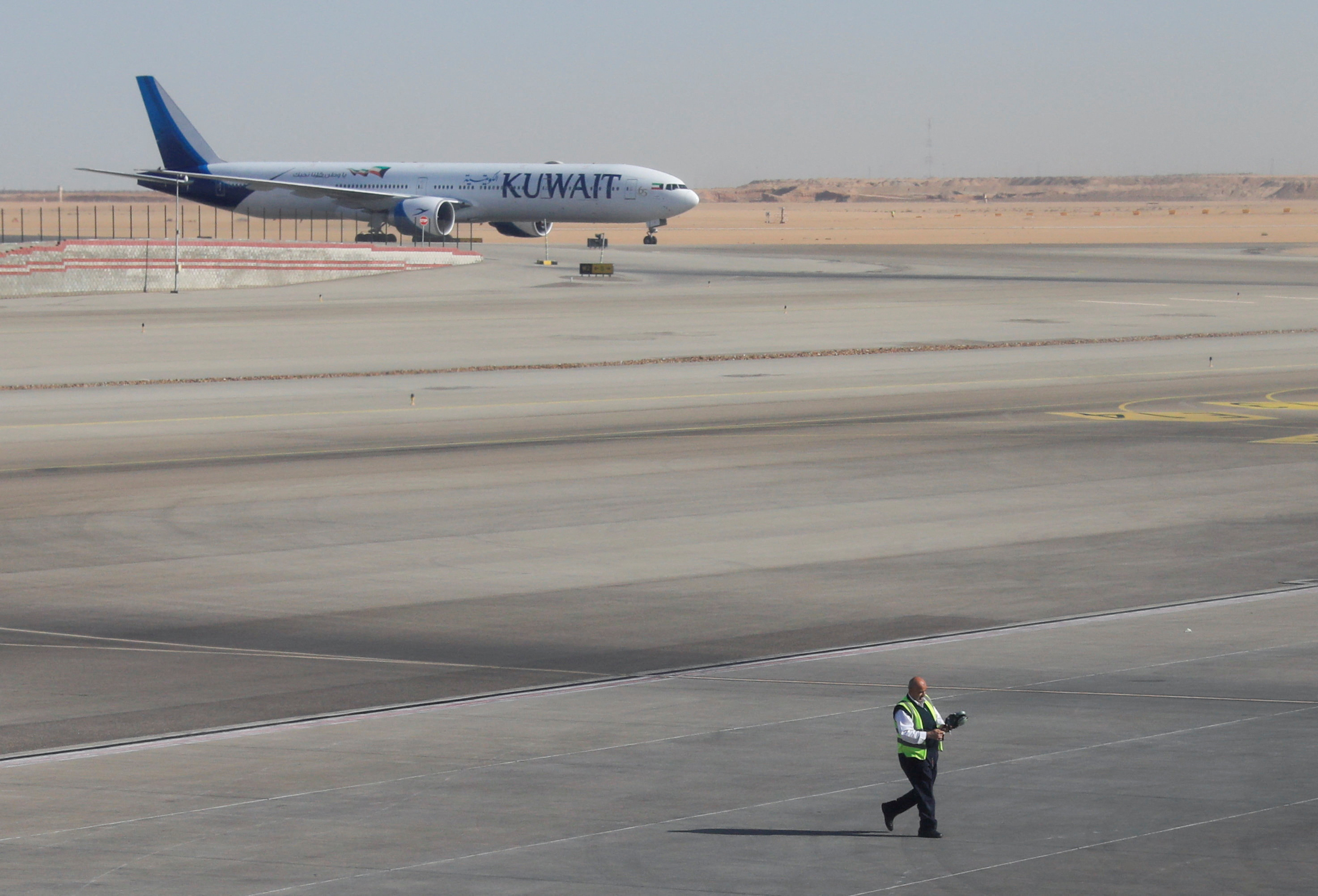 A Kuwait Airways plane seen at Cairo International Airport, Egypt
