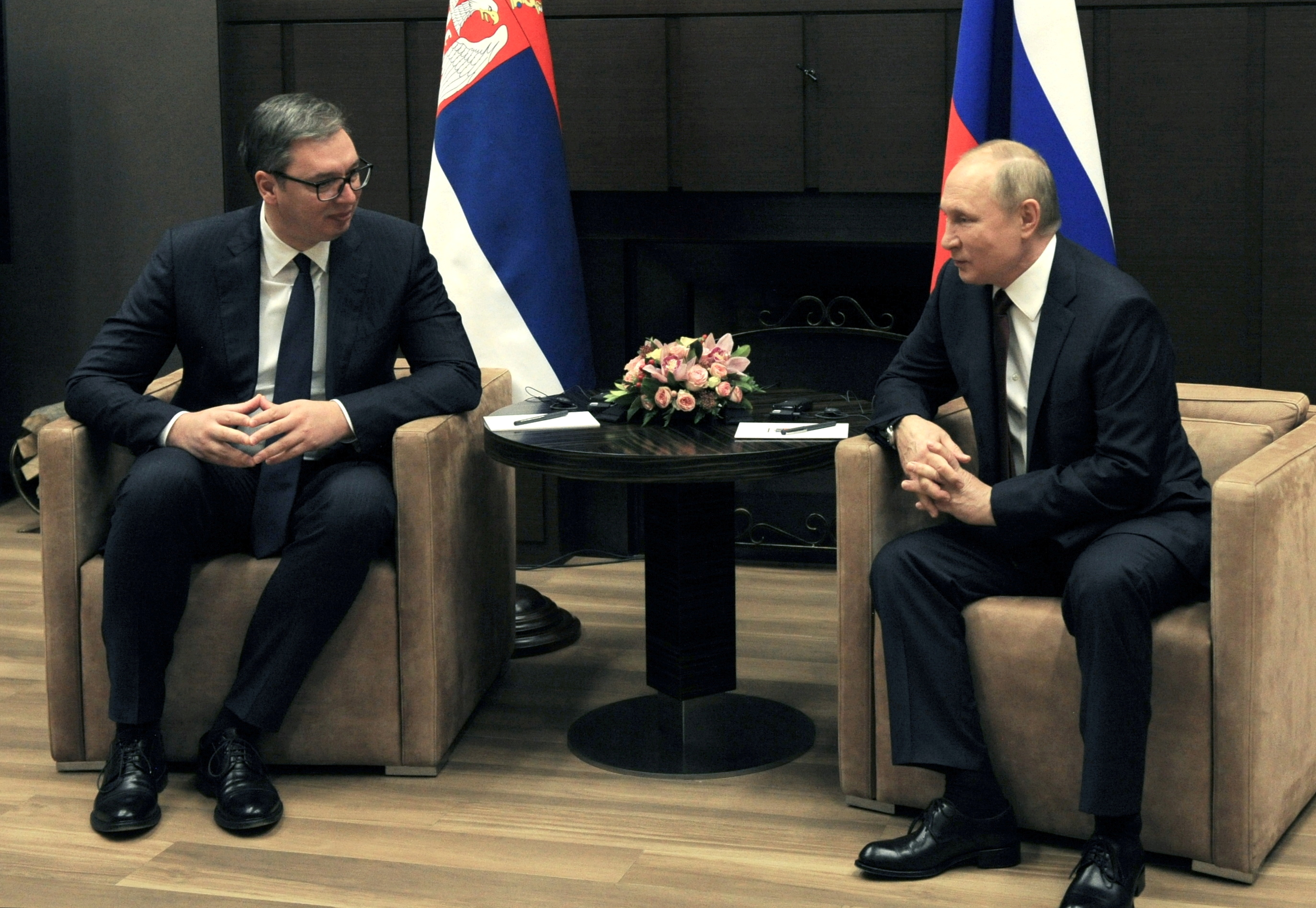 Russian President Putin meets with his Serbian counterpart Vucic in Sochi