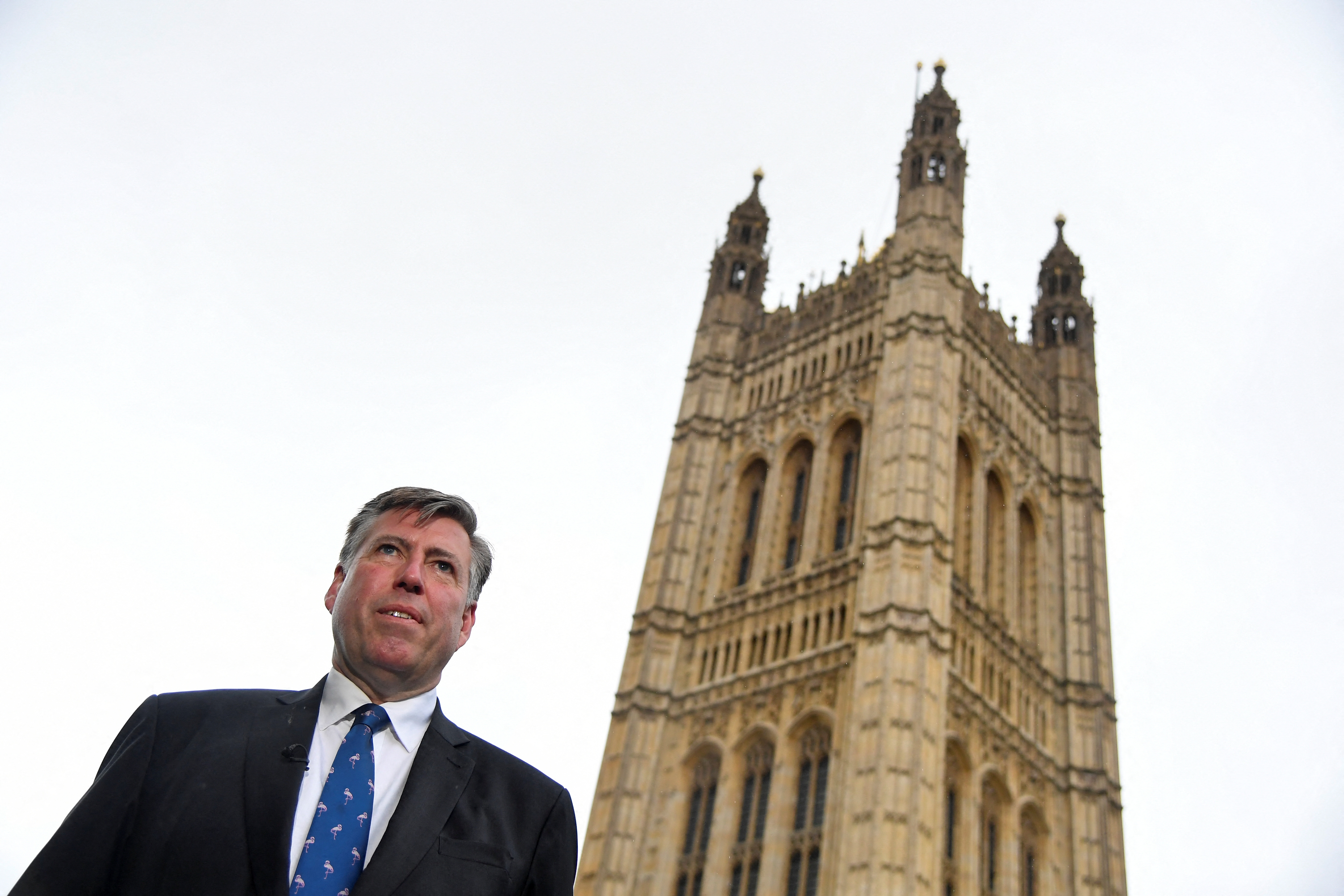 British MP Graham Brady makes statement at the Houses of Parliament, in London