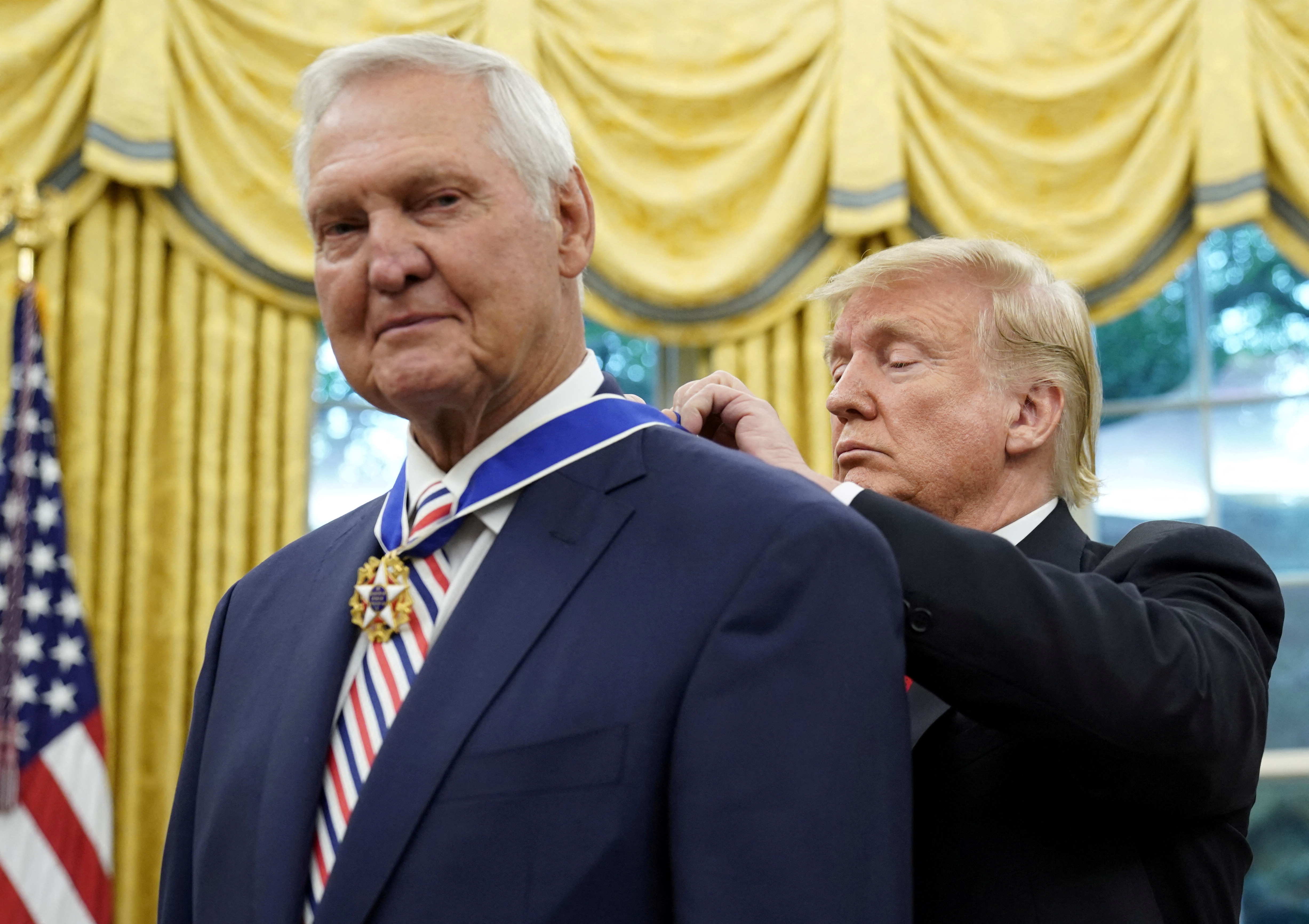 U.S. President Trump awards Presidential Medal of Freedom to NBA Hall of Famer Jerry West at the White House in Washington