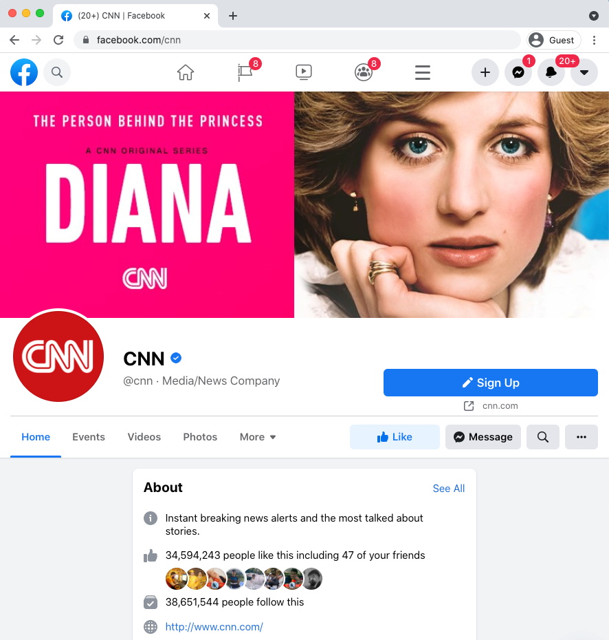 CNN's main Facebook page