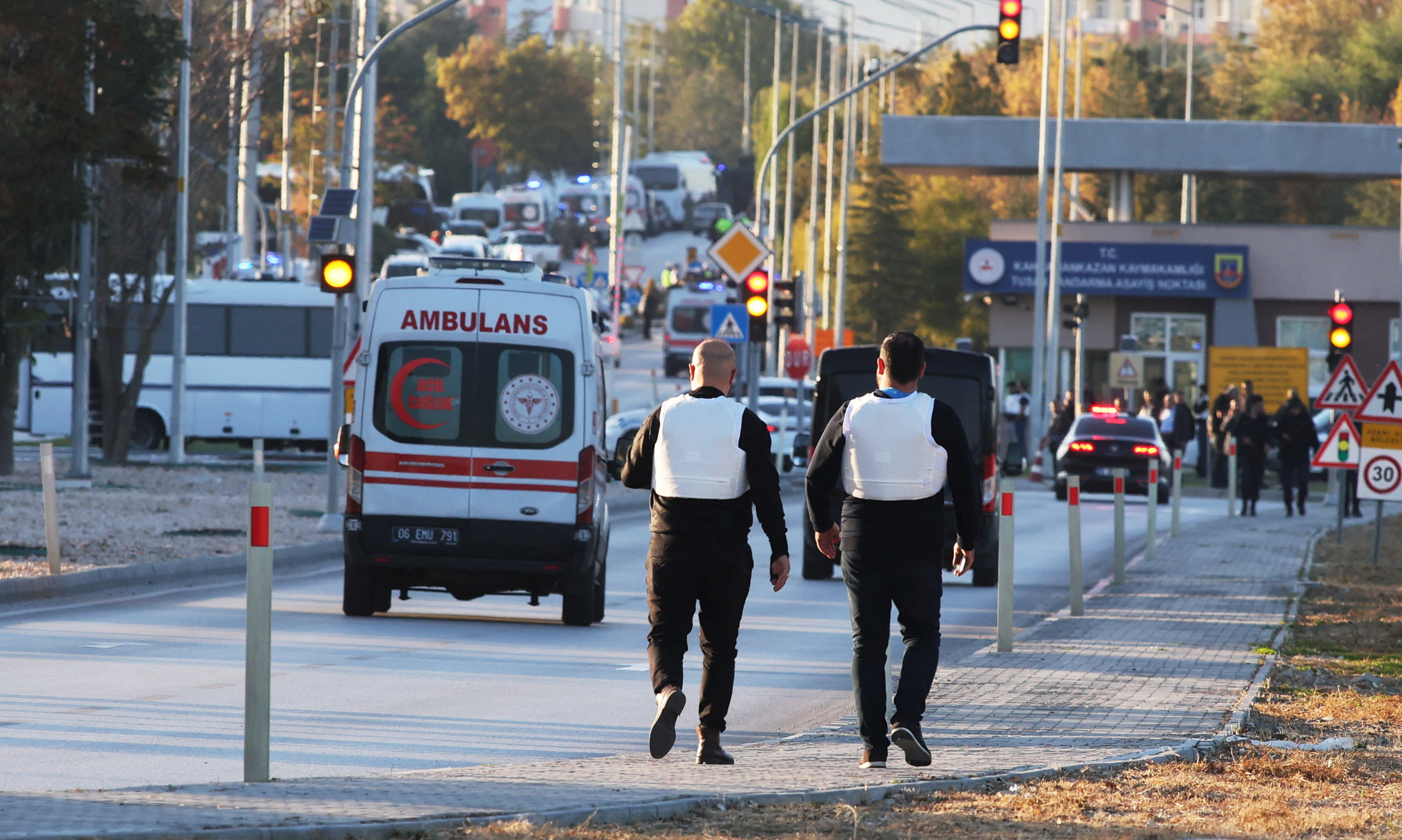 A general view of the entrance of the headquarters of Turkey's aviation company TUSAS in Ankara