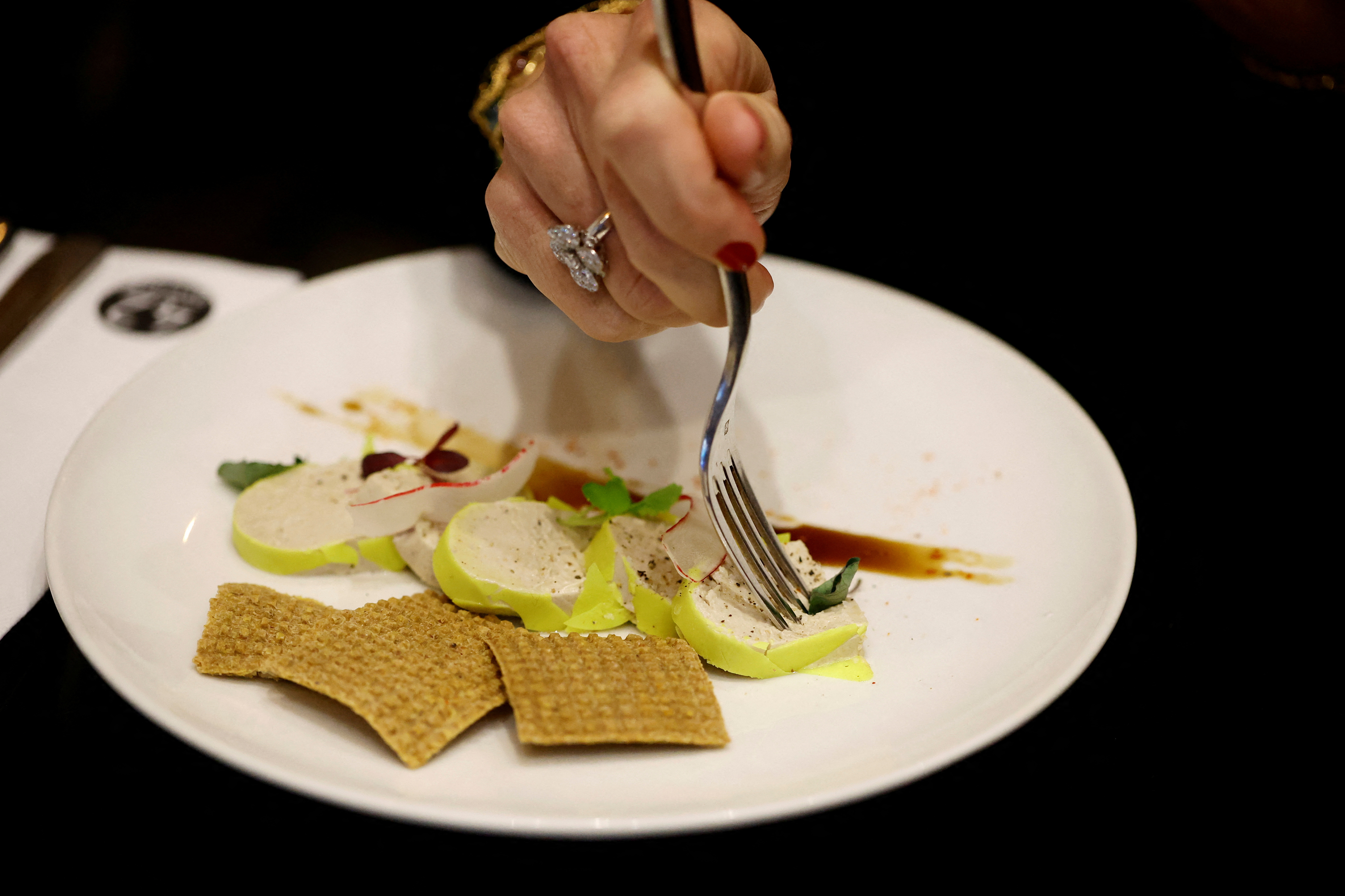 Consumers in Paris choose between foie gras or 'faux gras