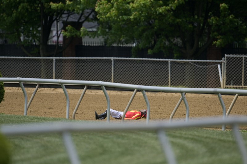 Baffert horse euthanized on track after fall in Preakness undercard