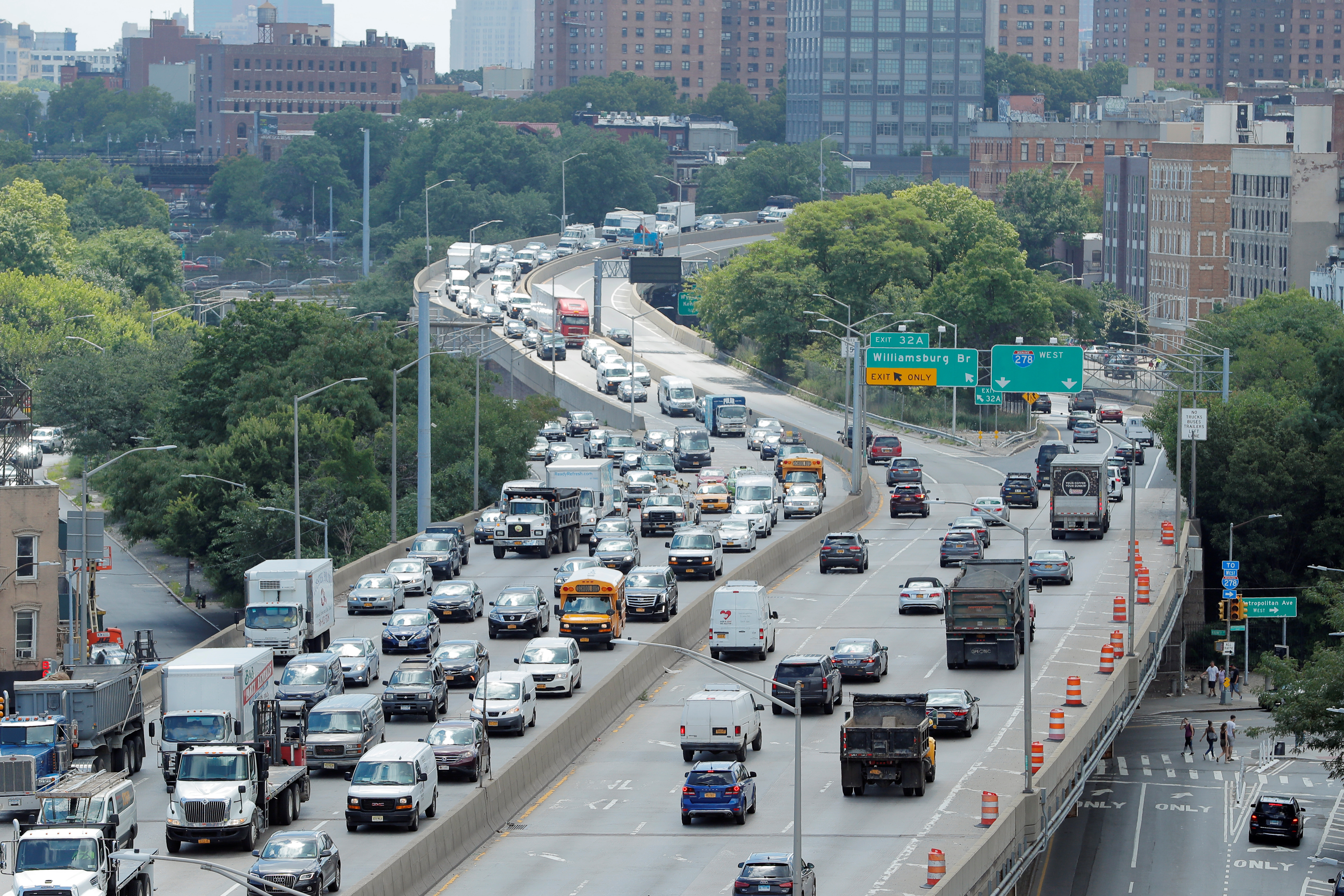 Traffic backs up on the Brooklyn Queens Expressway in New York