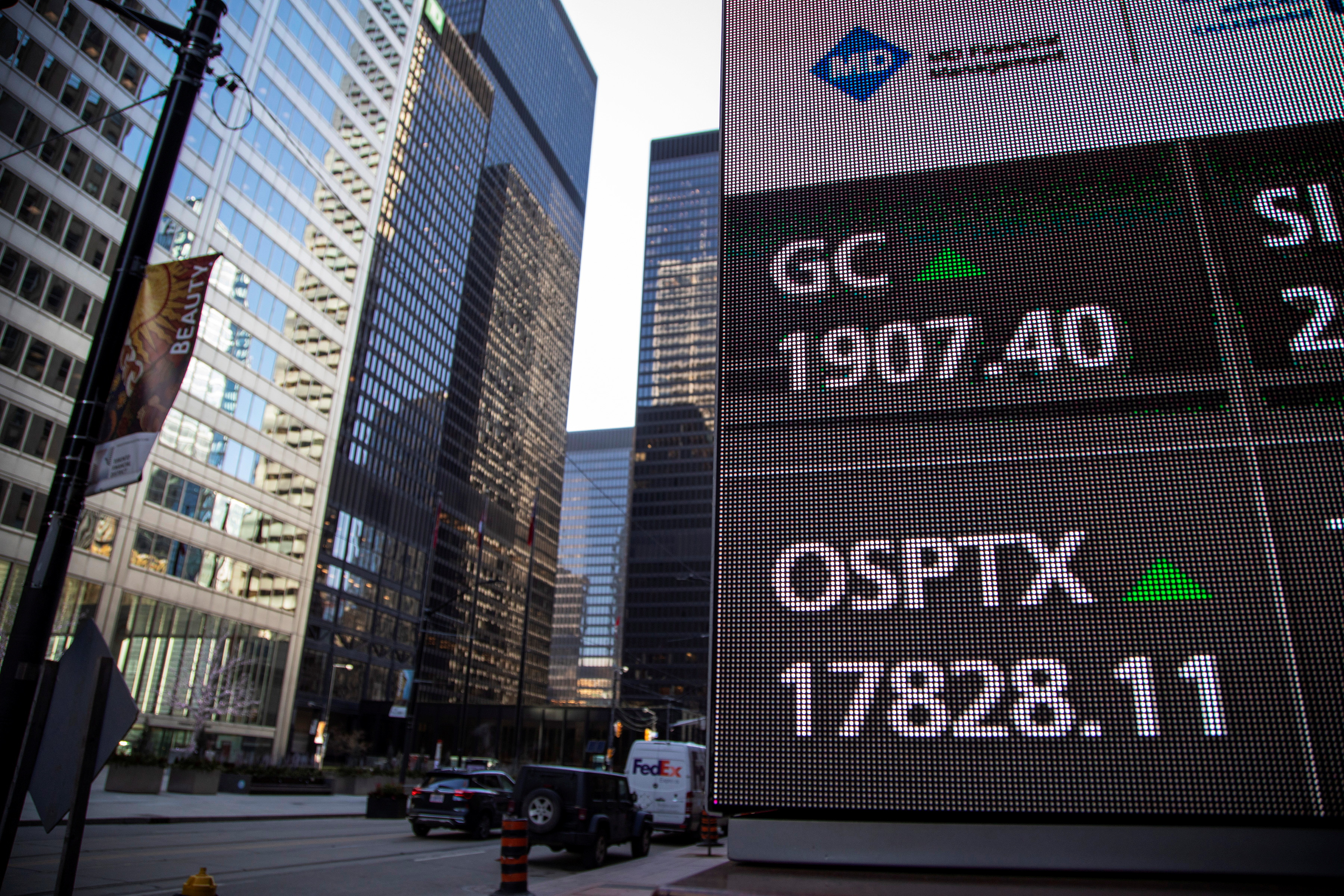 Toronto Stock Exchange's S&P/TSX composite index rises to a record high