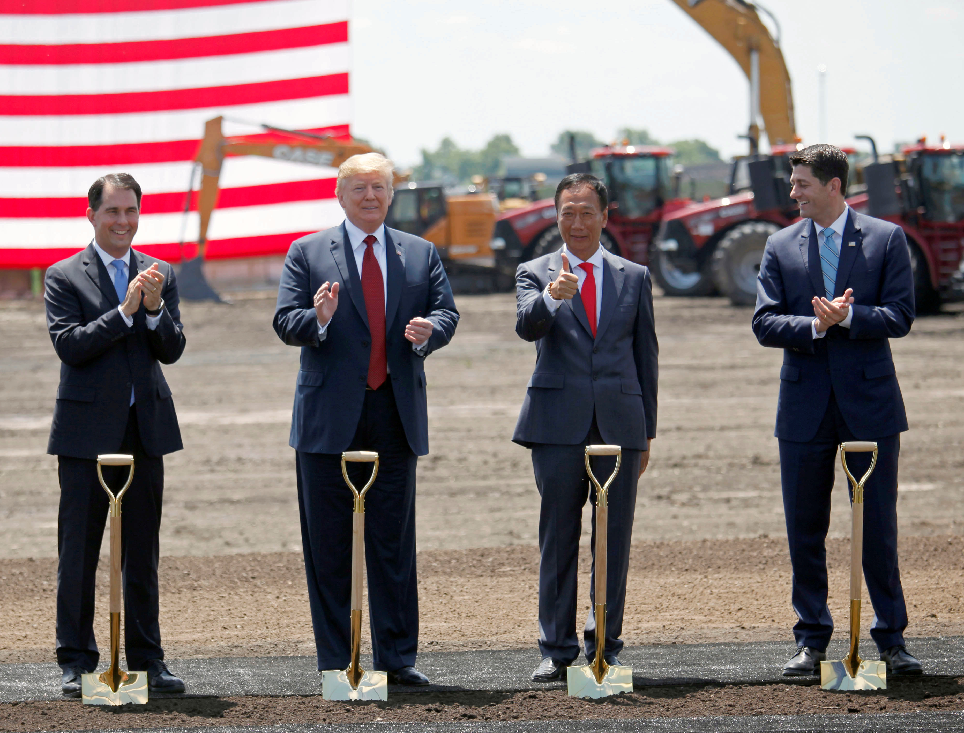 U.S. President Donald Trump participates in the Foxconn Technology Group groundbreaking ceremony for its LCD manufacturing campus, in Mount Pleasant